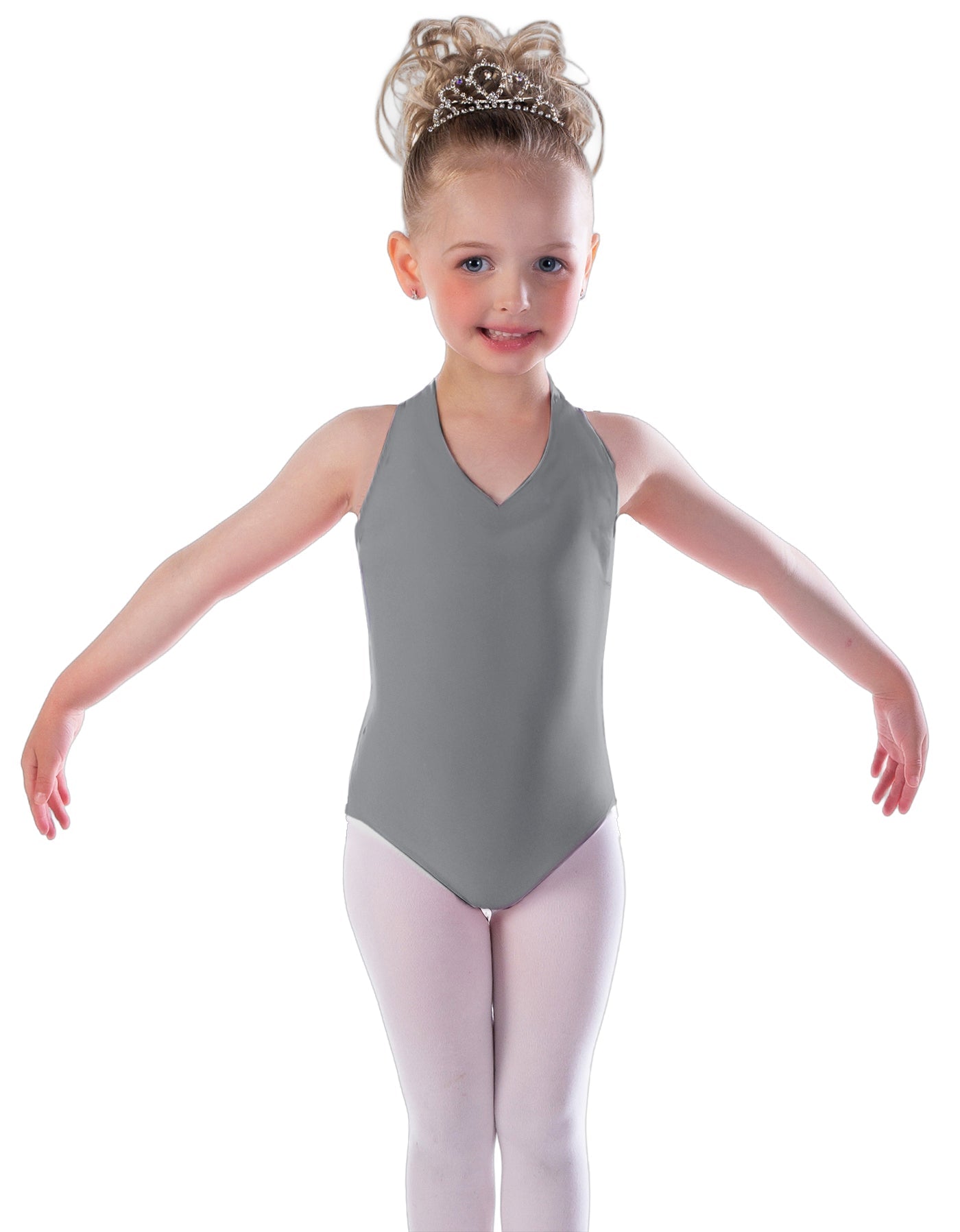 Solid Lycra Vneck Halter Leotard