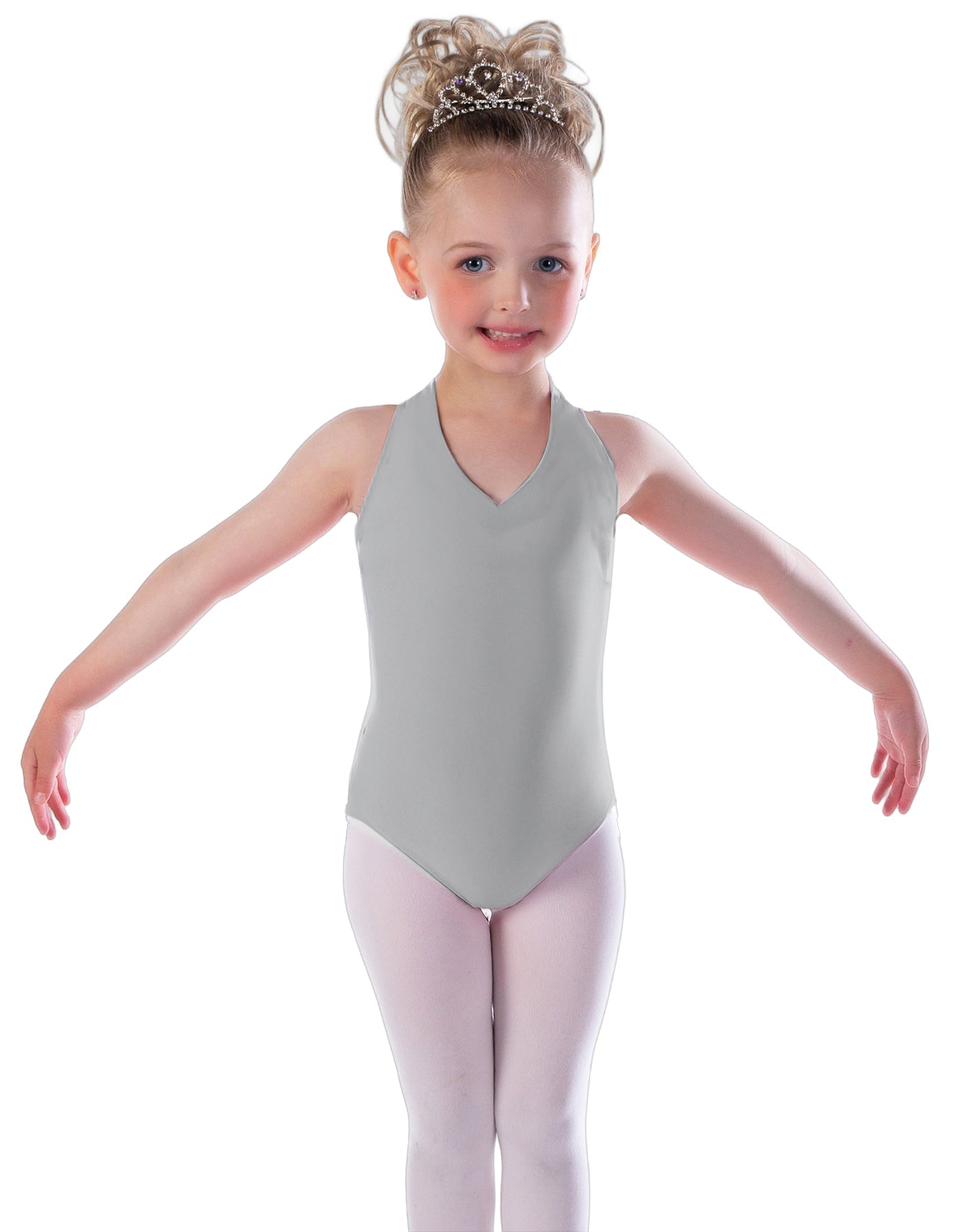 Solid Lycra Vneck Halter Leotard