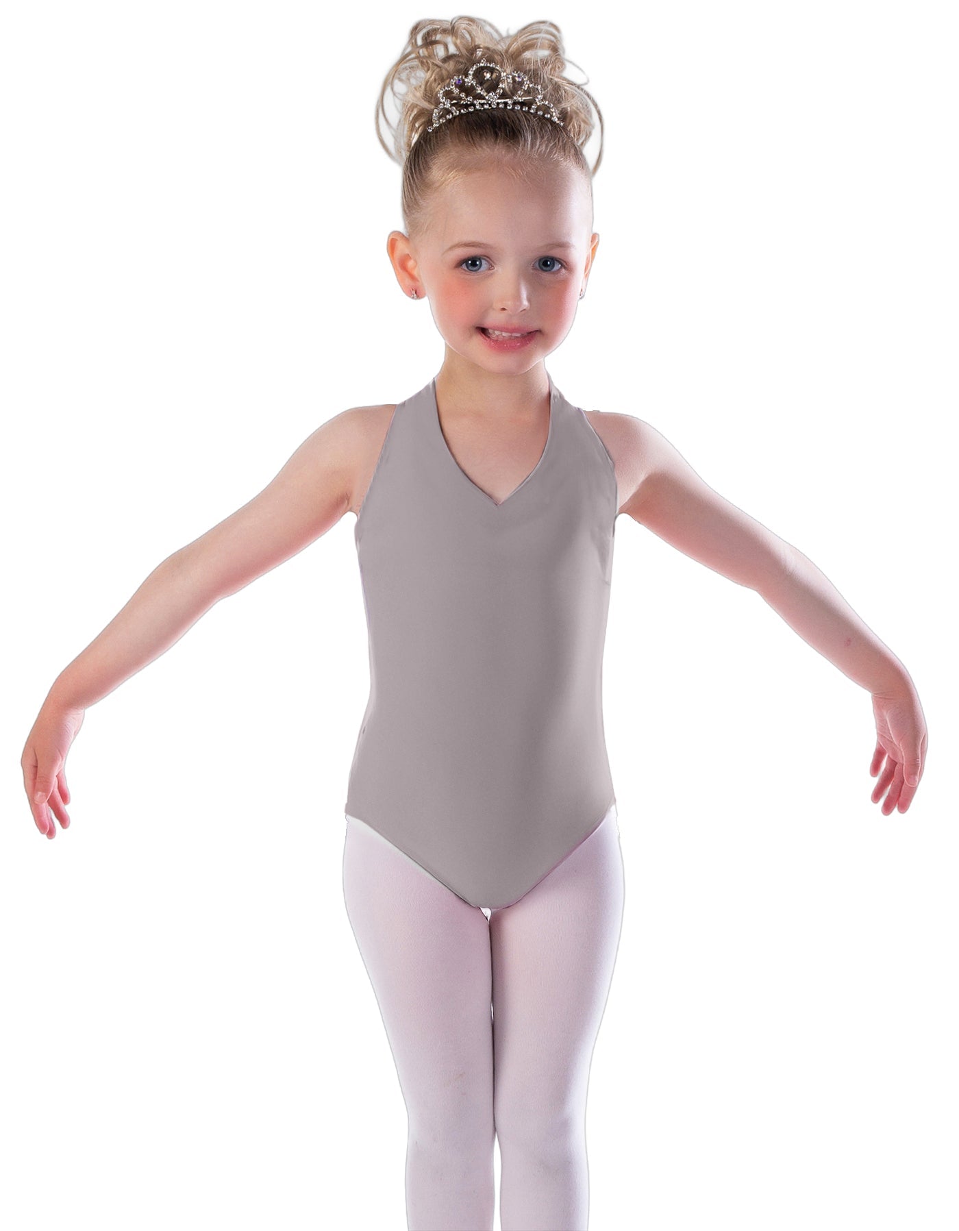Solid Lycra Vneck Halter Leotard