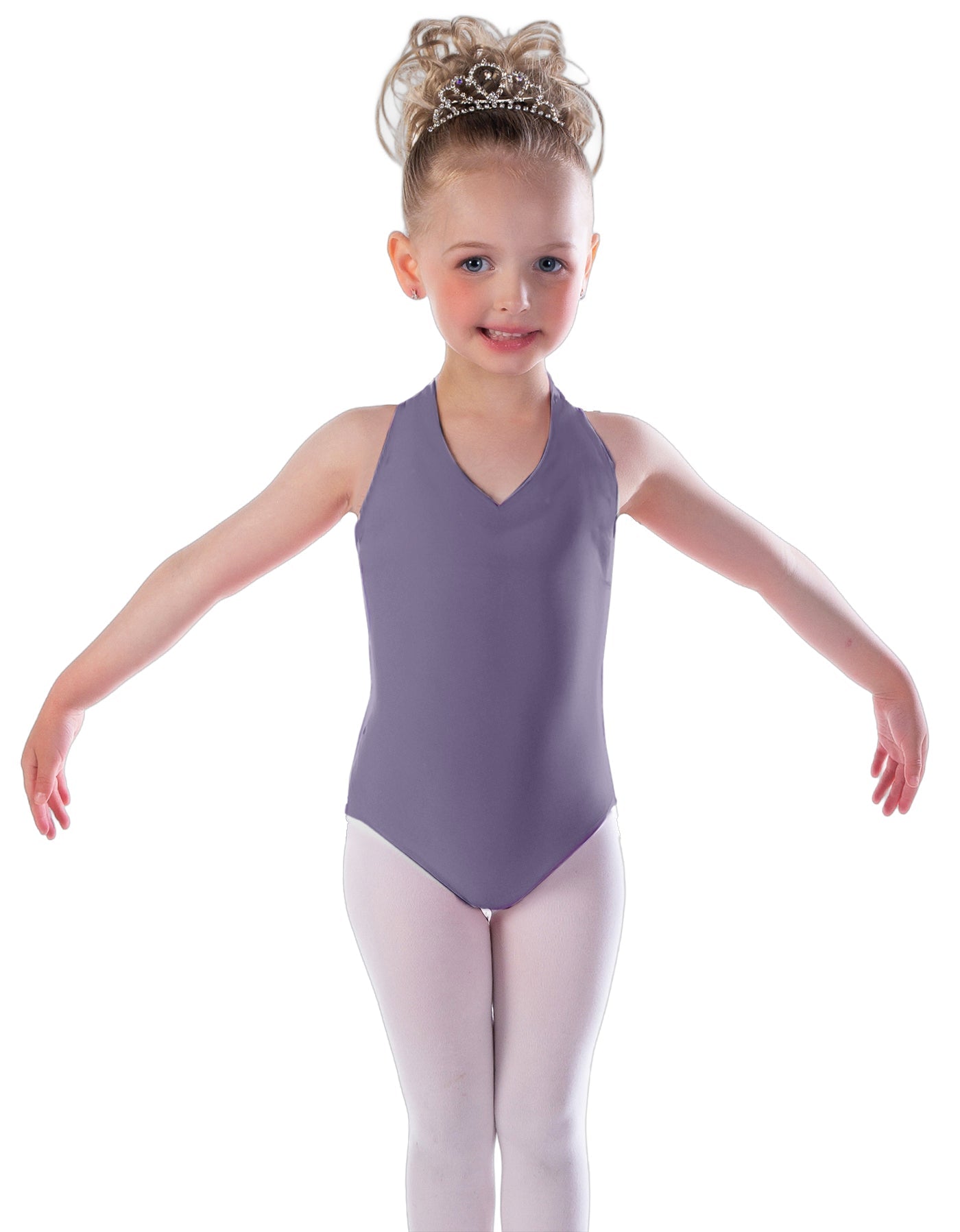 Solid Lycra Vneck Halter Leotard