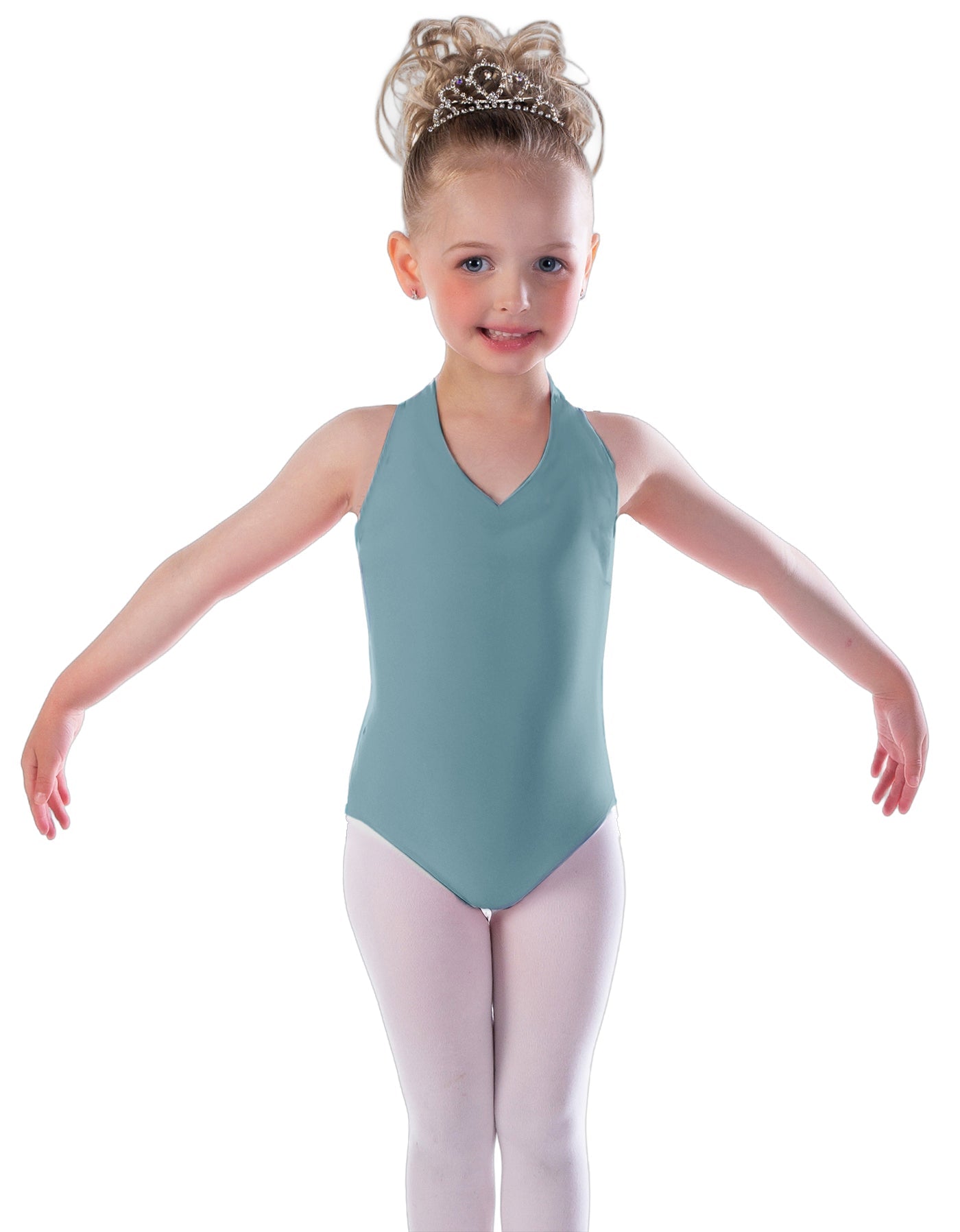 Solid Lycra Vneck Halter Leotard