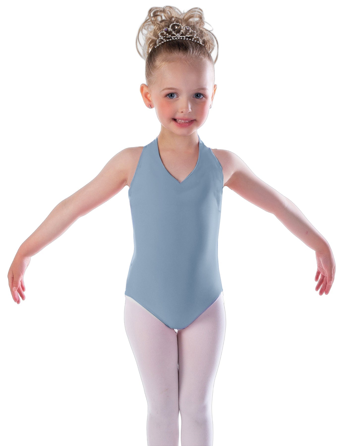 Solid Lycra Vneck Halter Leotard