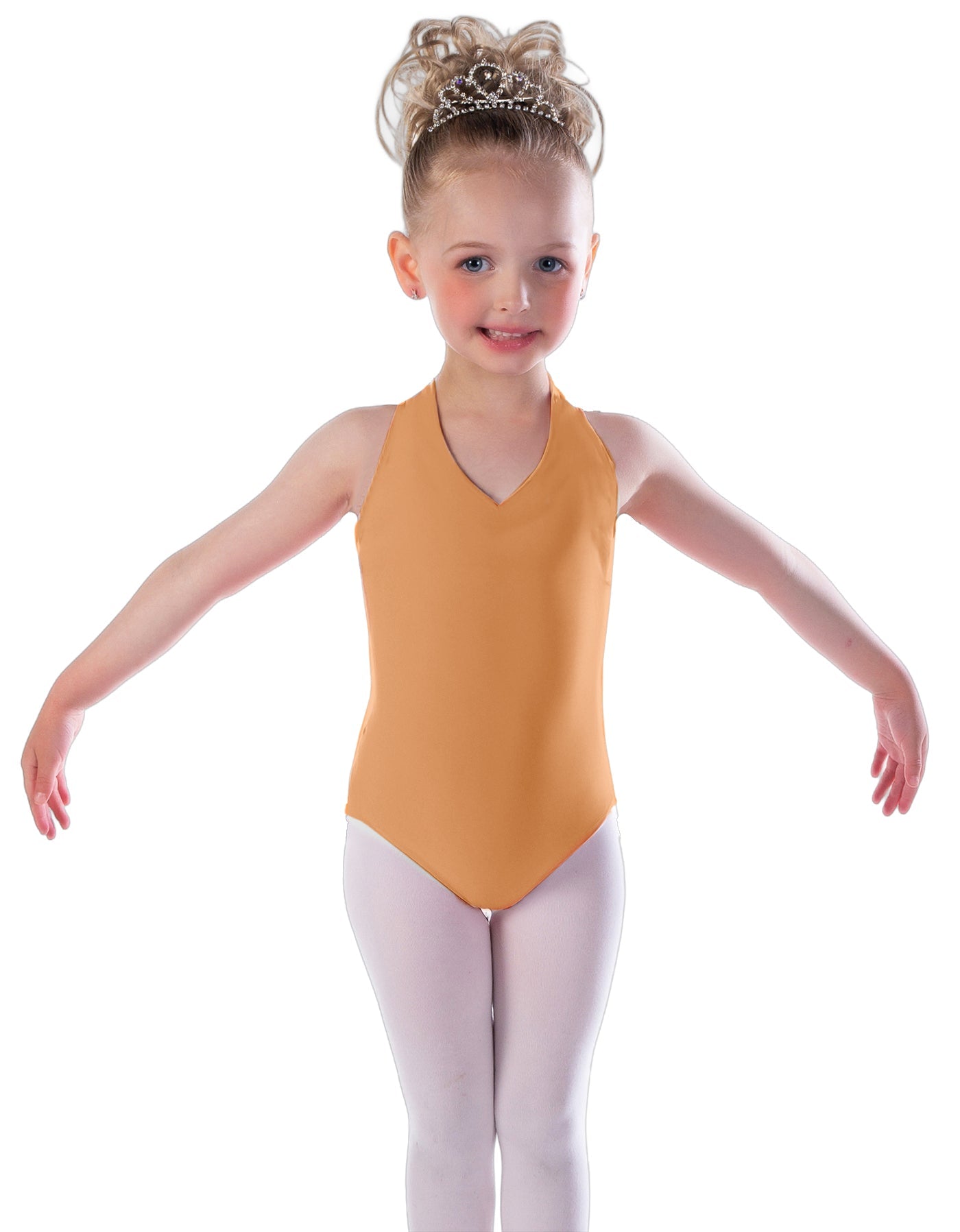 Solid Lycra Vneck Halter Leotard