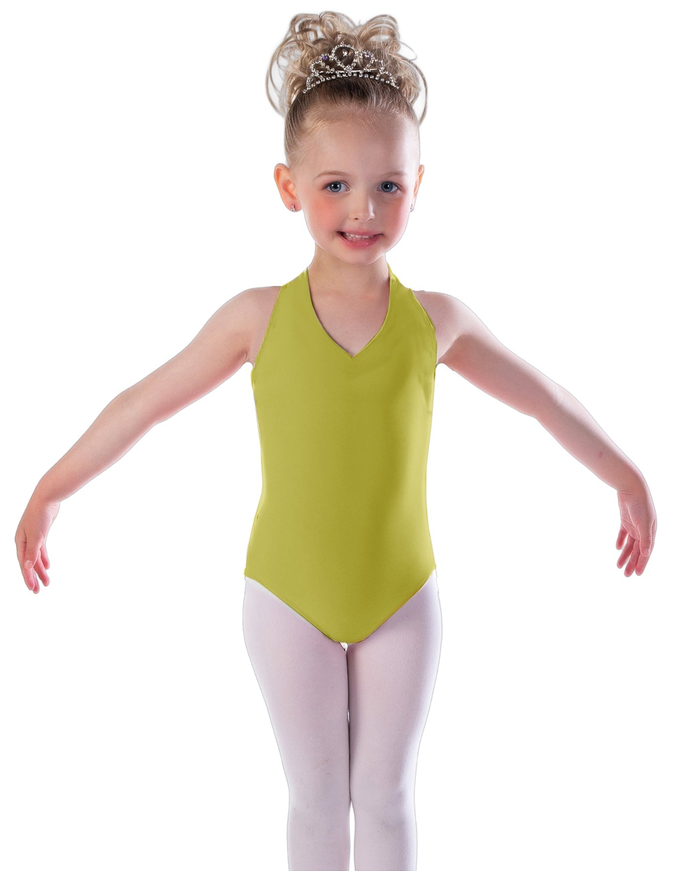 Solid Lycra Vneck Halter Leotard