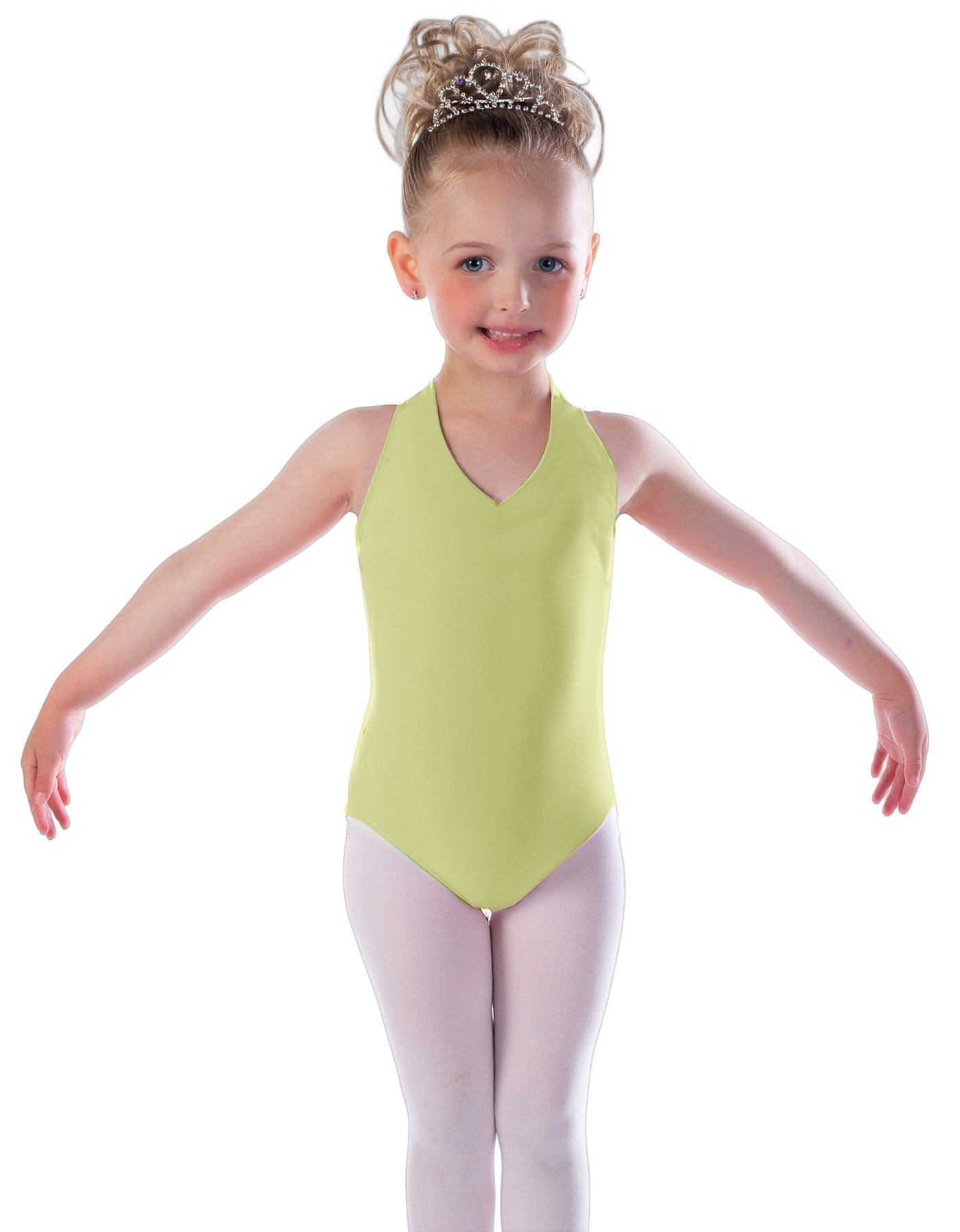 Solid Lycra Vneck Halter Leotard