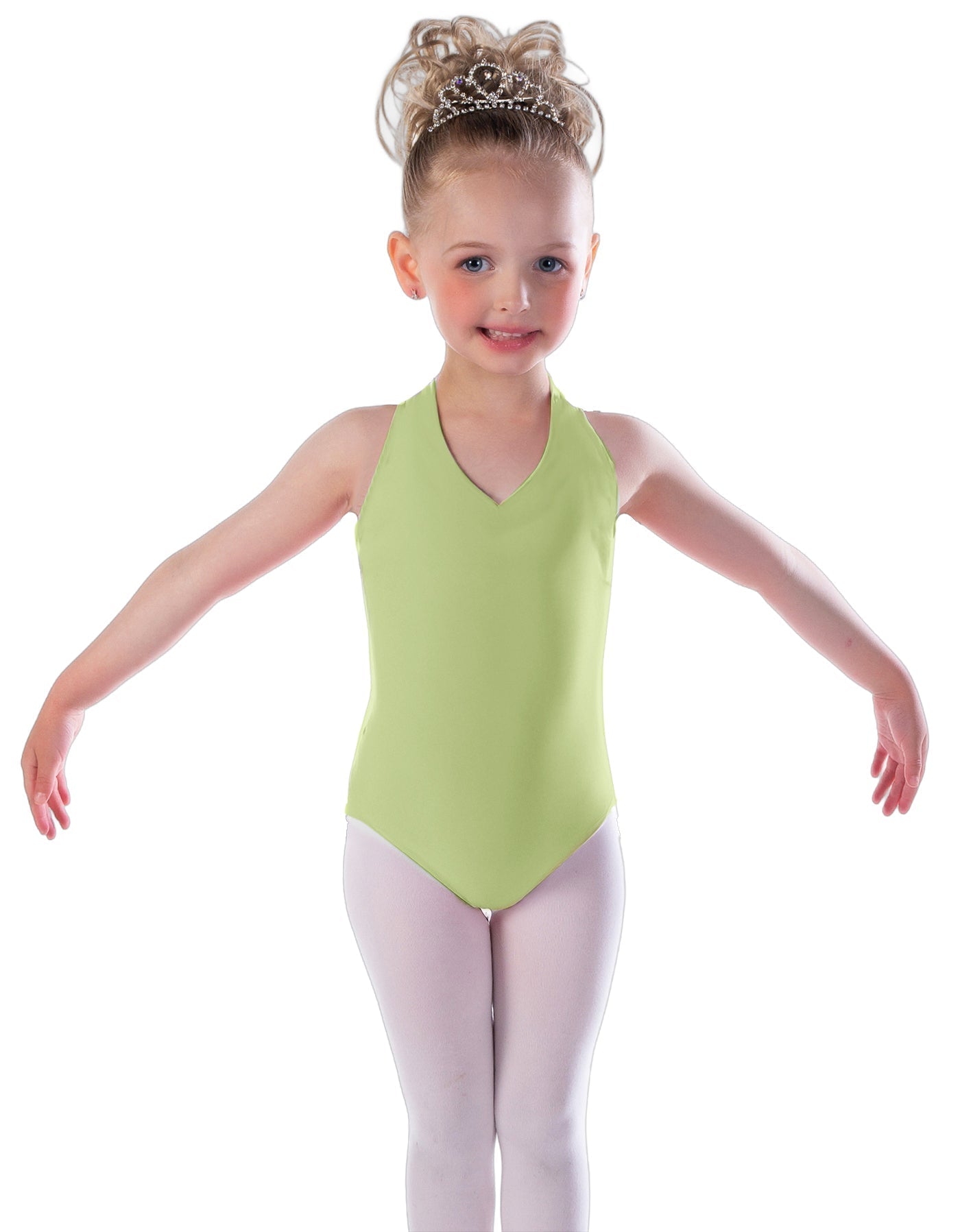 Solid Lycra Vneck Halter Leotard