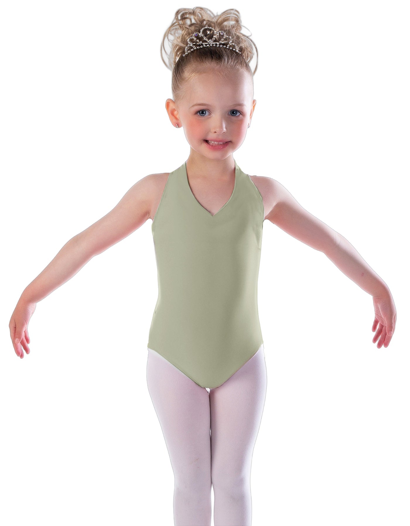 Solid Lycra Vneck Halter Leotard