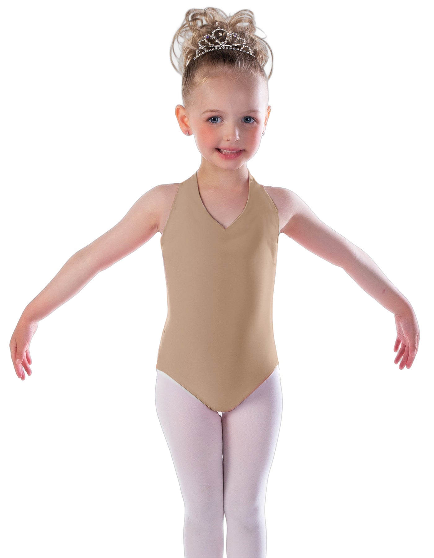 Solid Lycra Vneck Halter Leotard