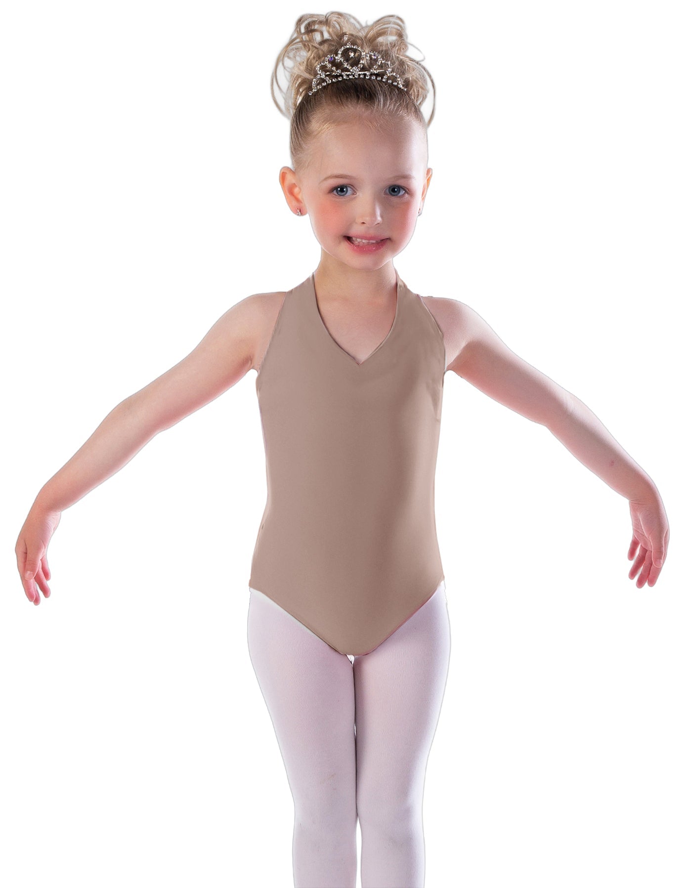 Solid Lycra Vneck Halter Leotard