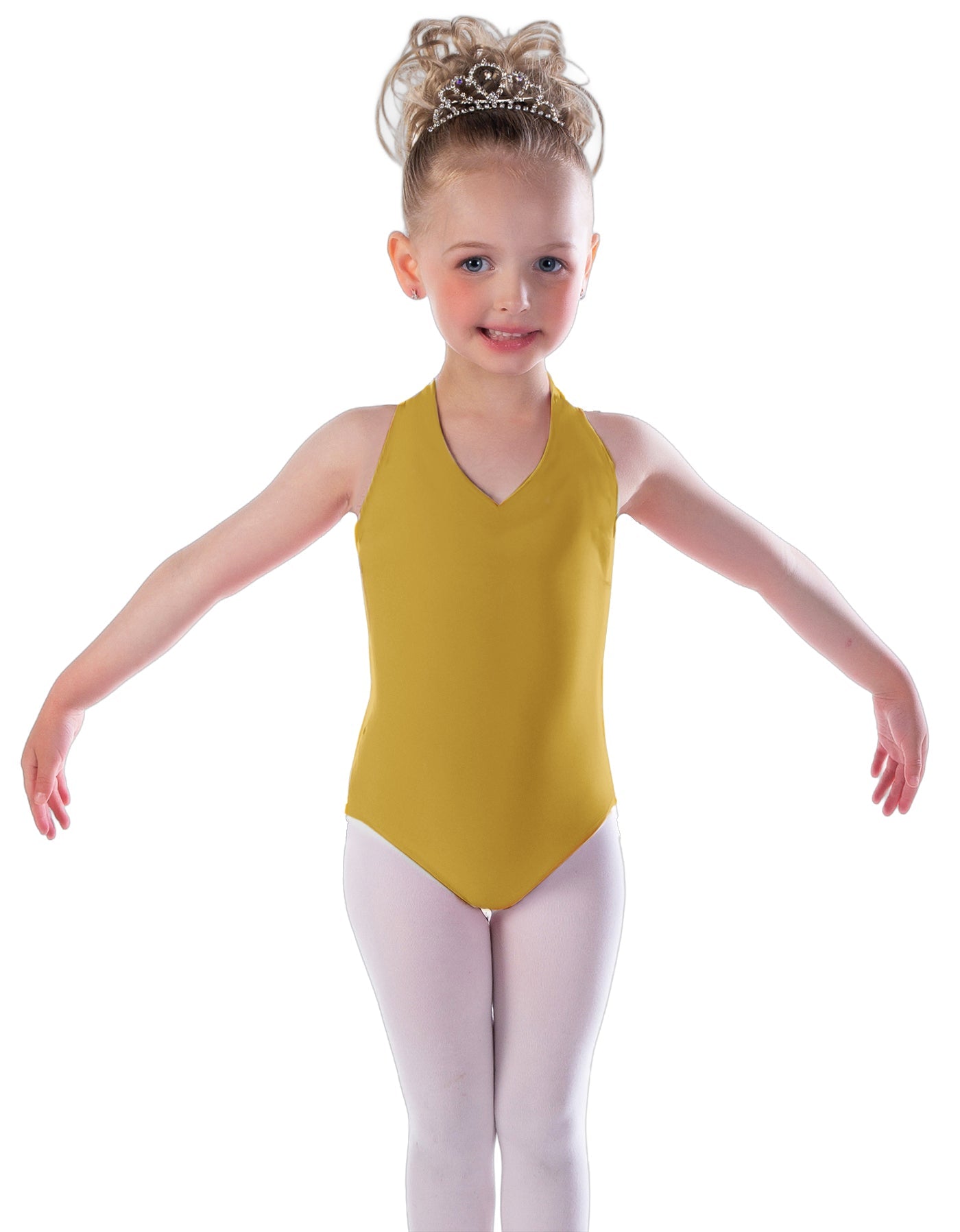 Solid Lycra Vneck Halter Leotard