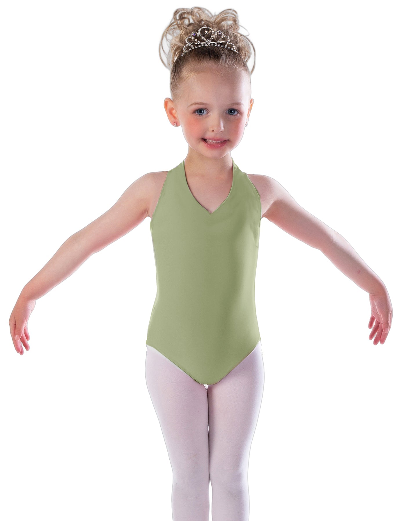 Solid Lycra Vneck Halter Leotard