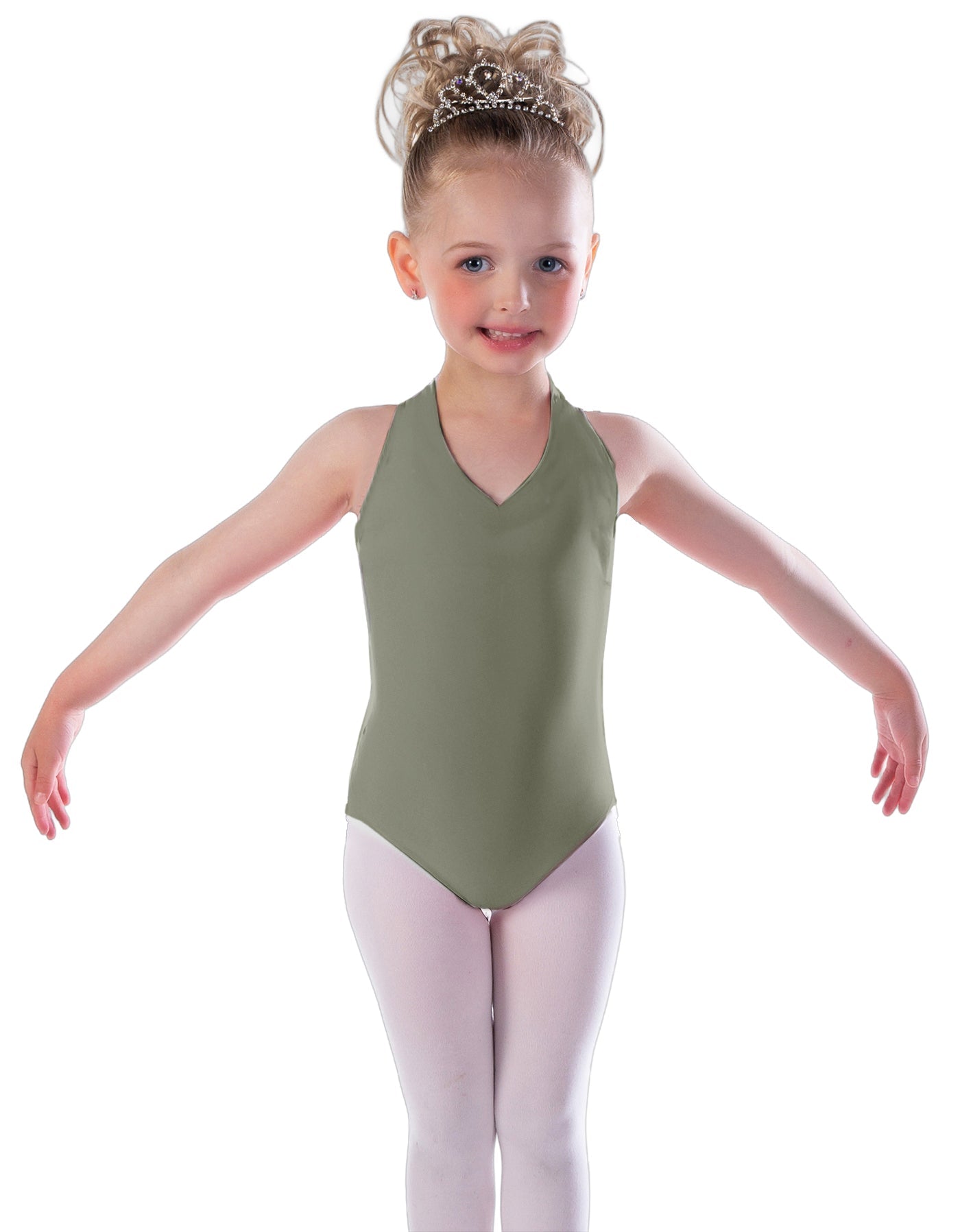 Solid Lycra Vneck Halter Leotard