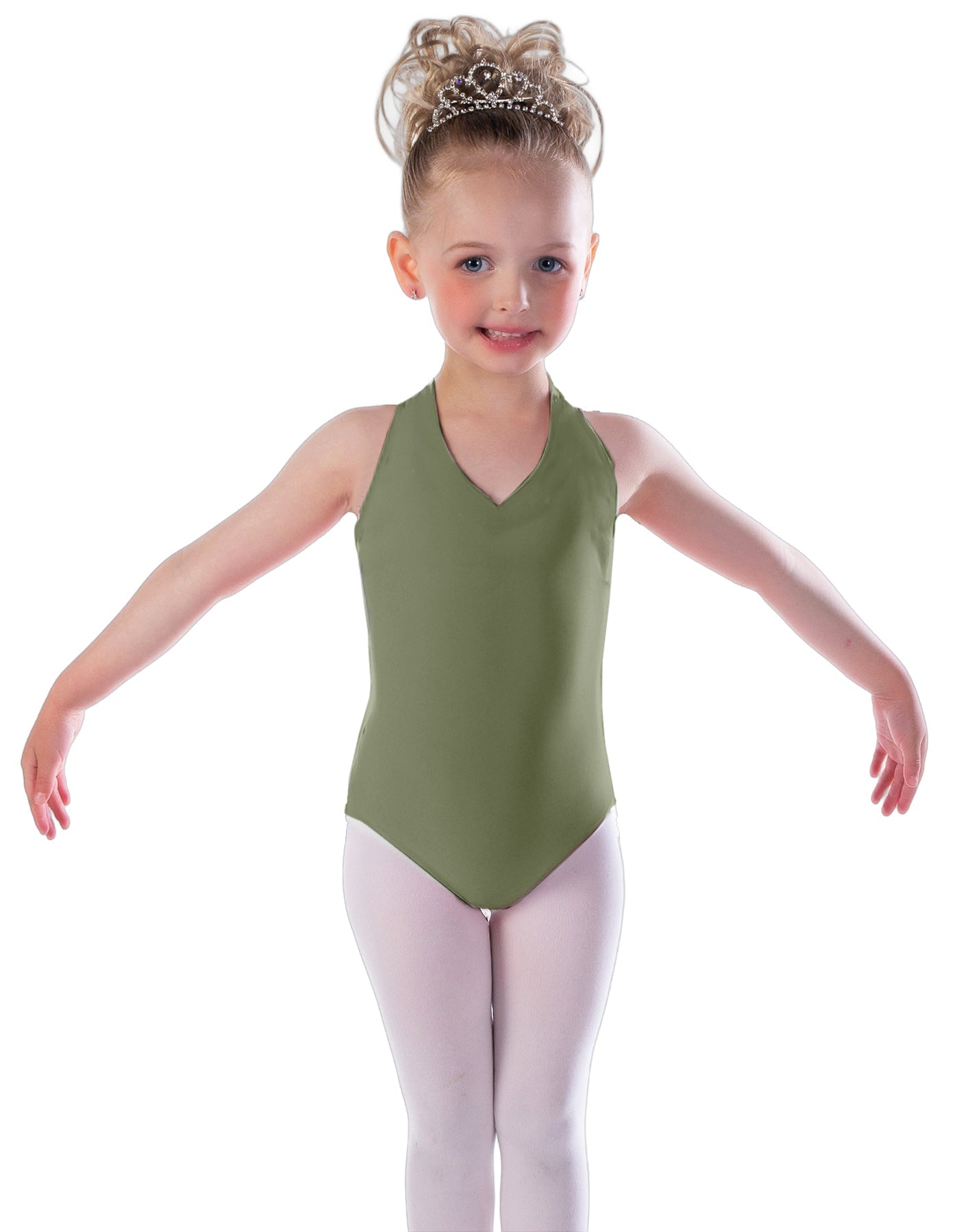 Solid Lycra Vneck Halter Leotard