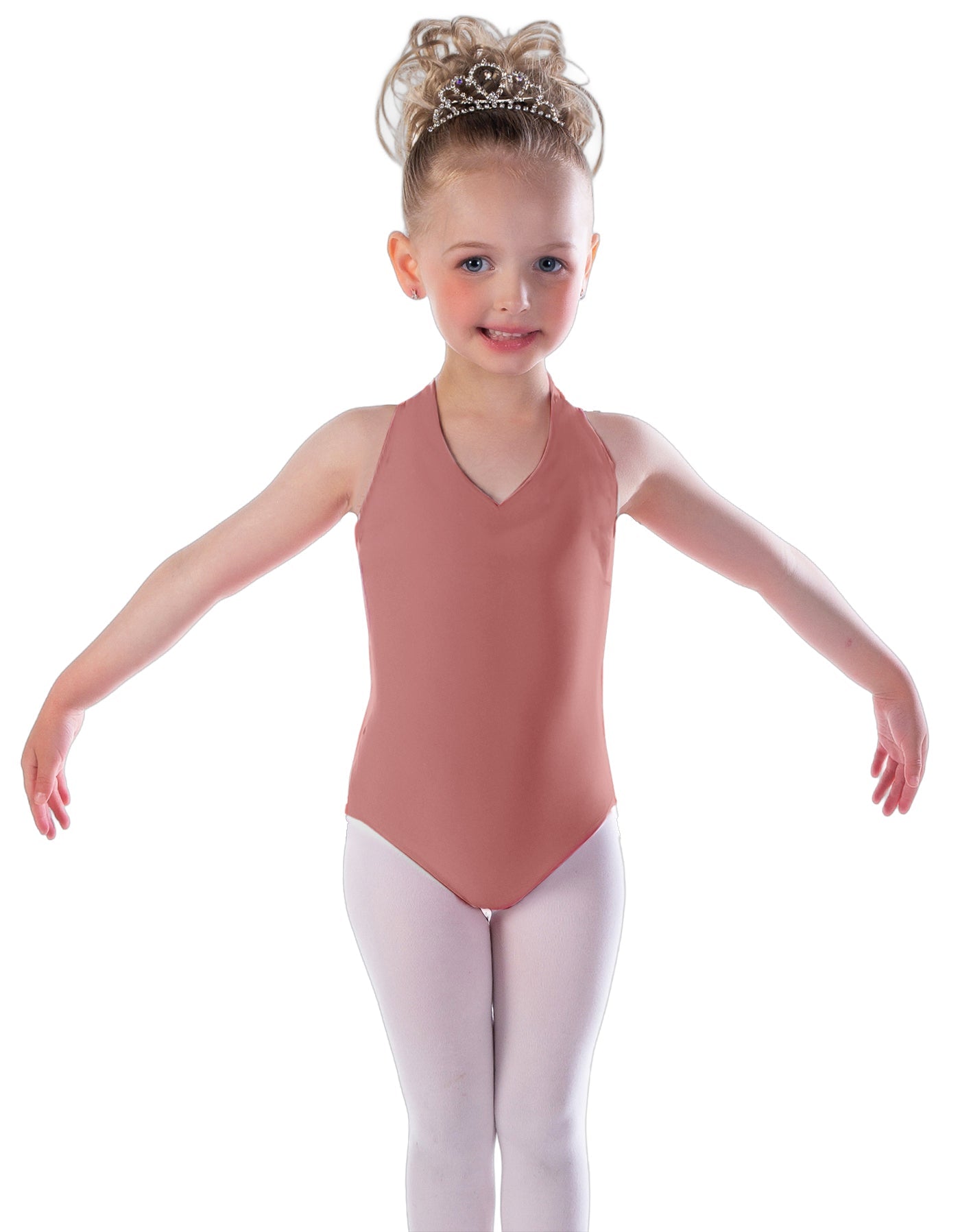 Solid Lycra Vneck Halter Leotard