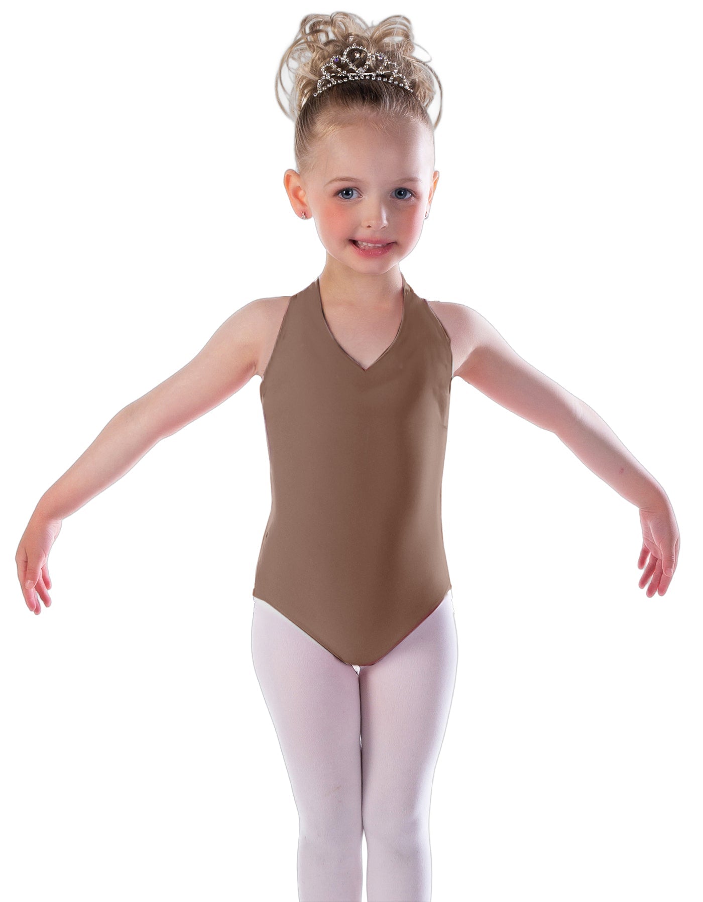Solid Lycra Vneck Halter Leotard