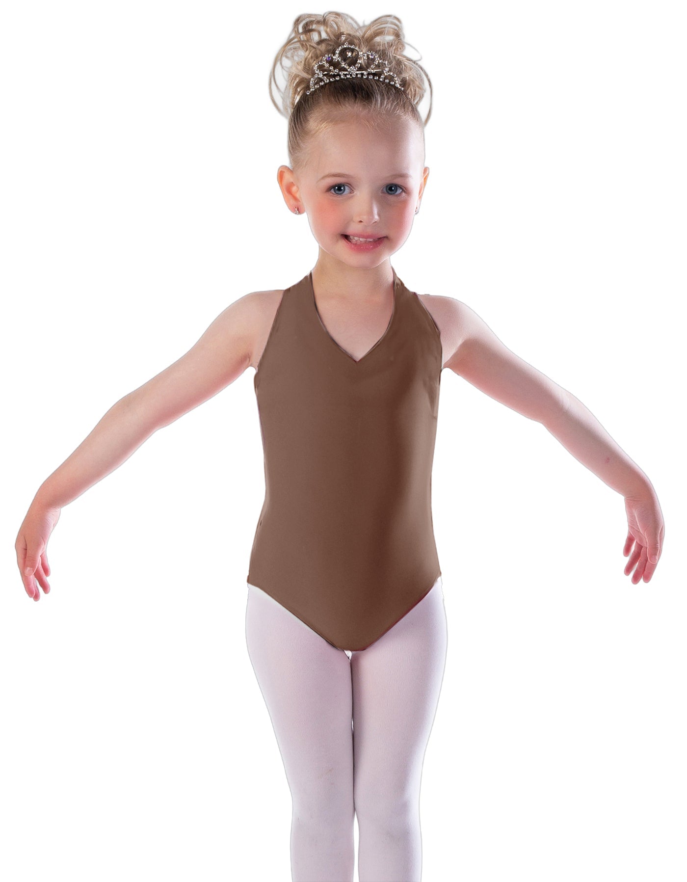 Solid Lycra Vneck Halter Leotard