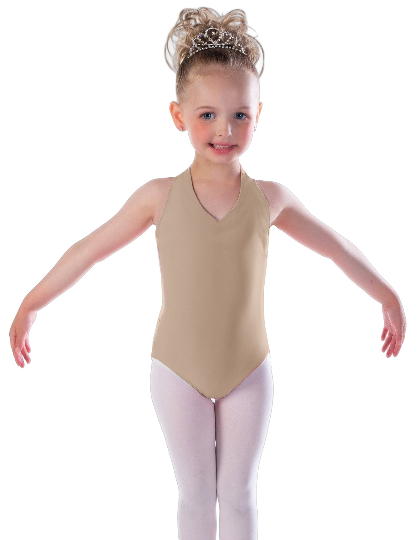 Solid Lycra Vneck Halter Leotard
