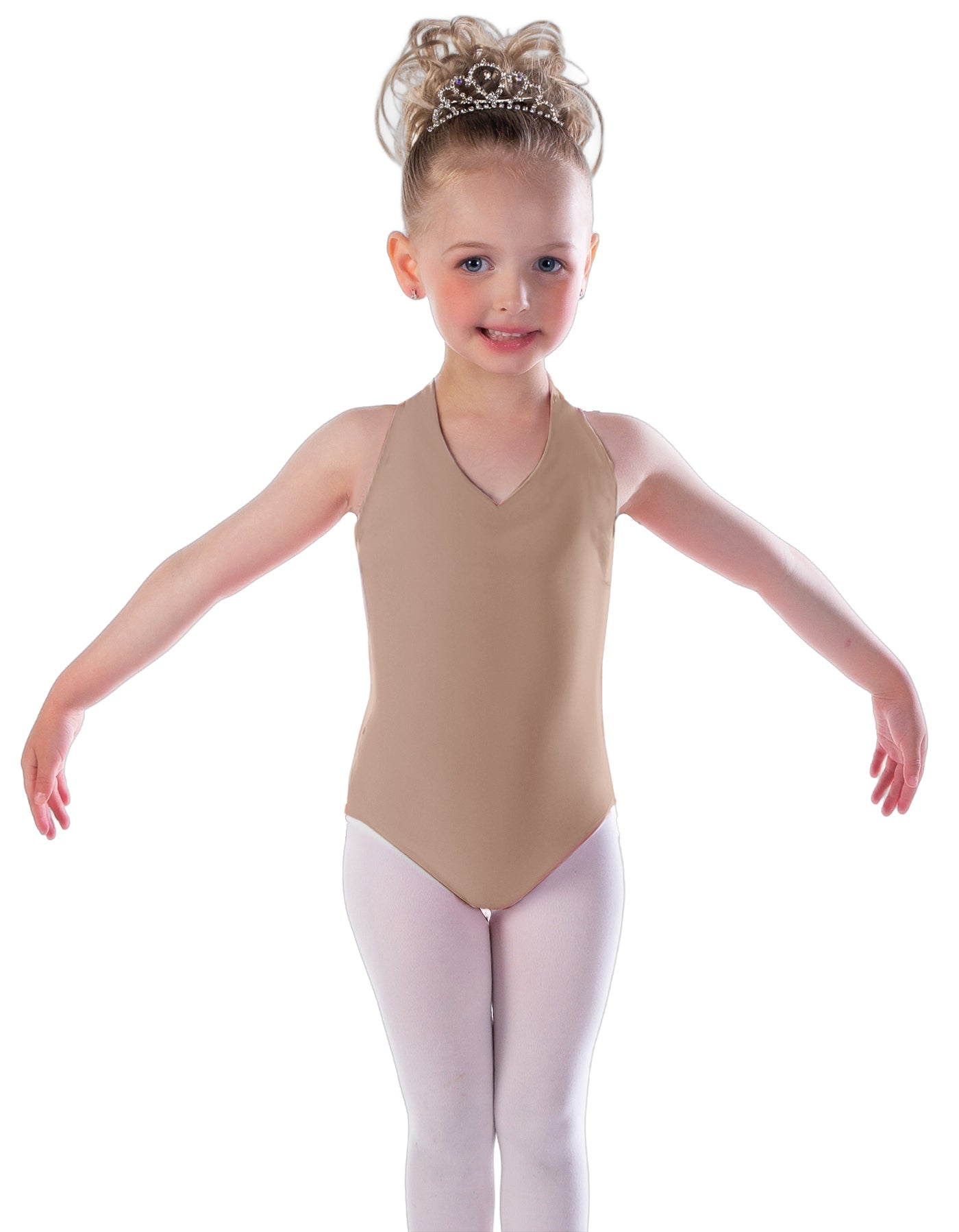 Solid Lycra Vneck Halter Leotard