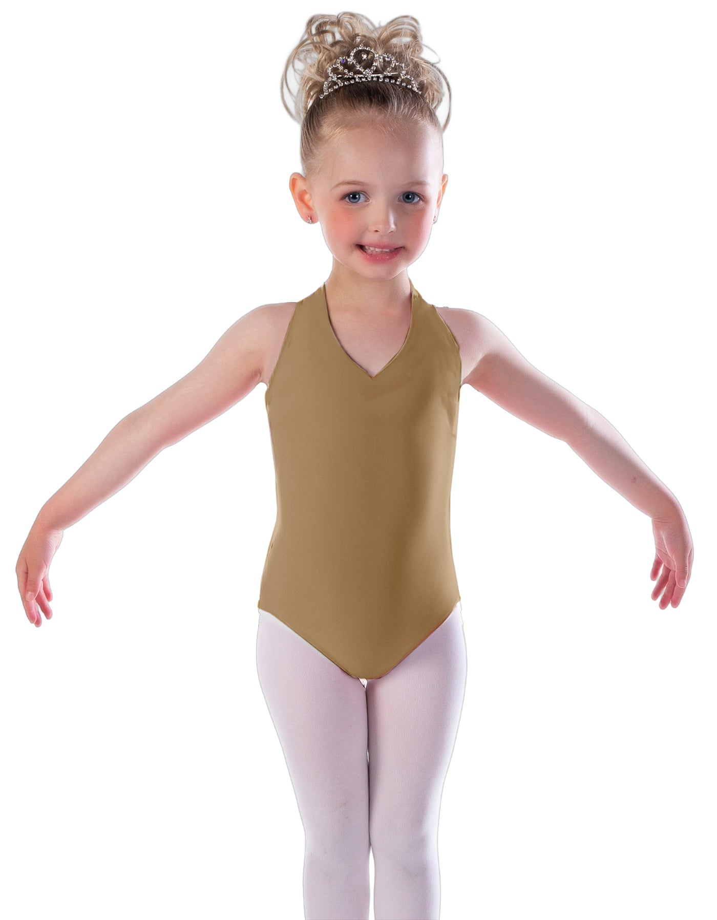 Solid Lycra Vneck Halter Leotard