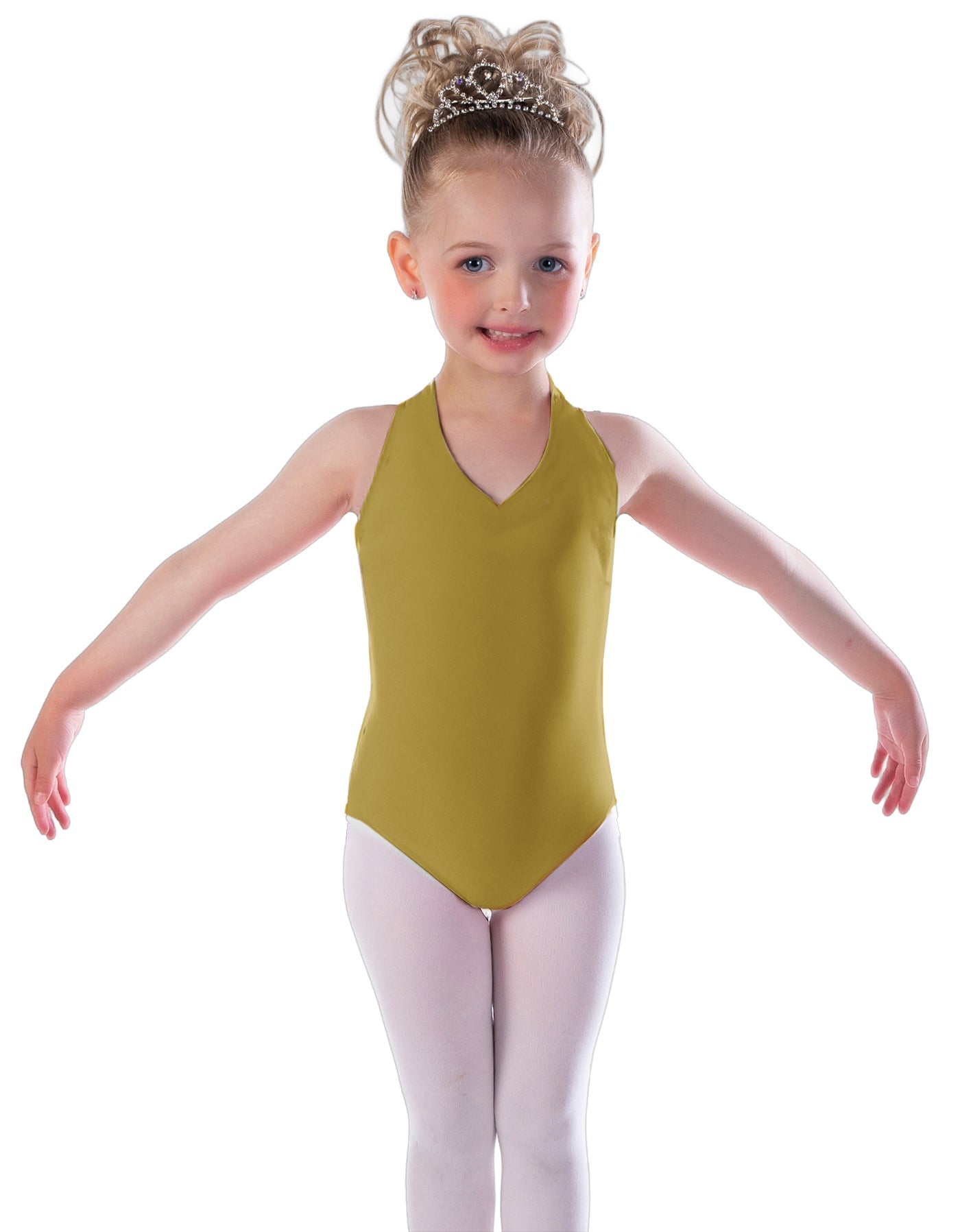 Solid Lycra Vneck Halter Leotard