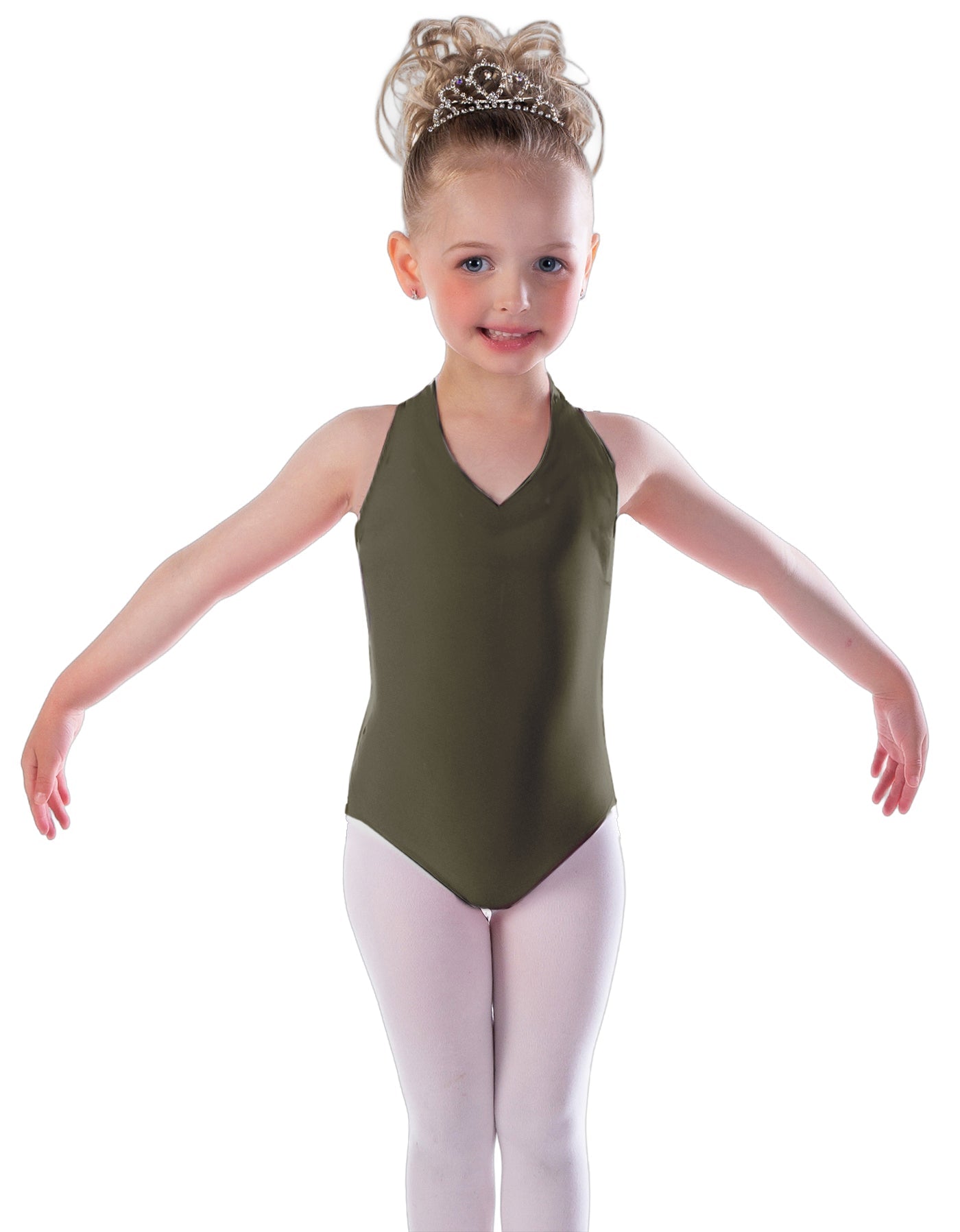 Solid Lycra Vneck Halter Leotard