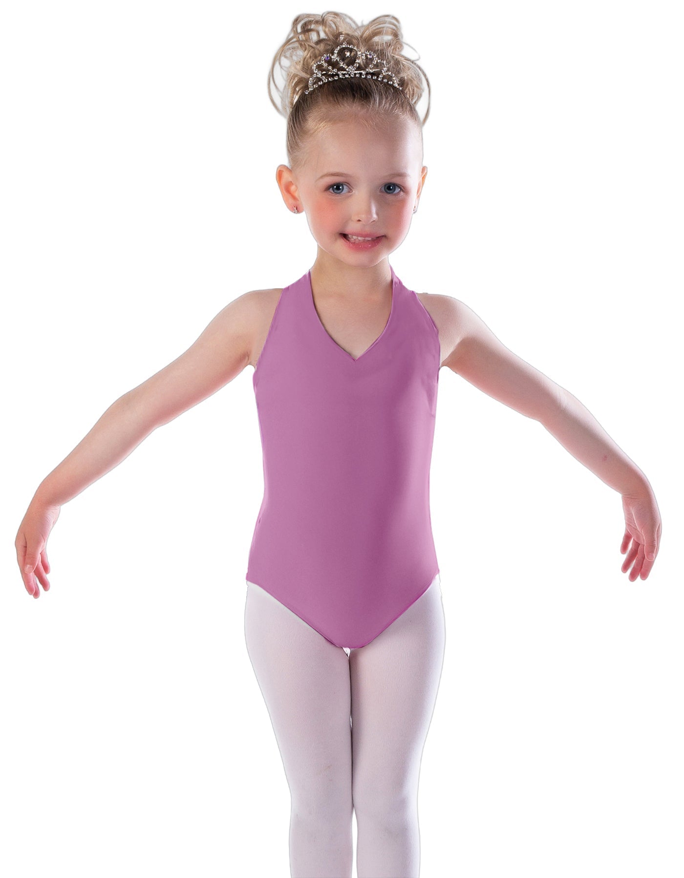 Solid Lycra Vneck Halter Leotard