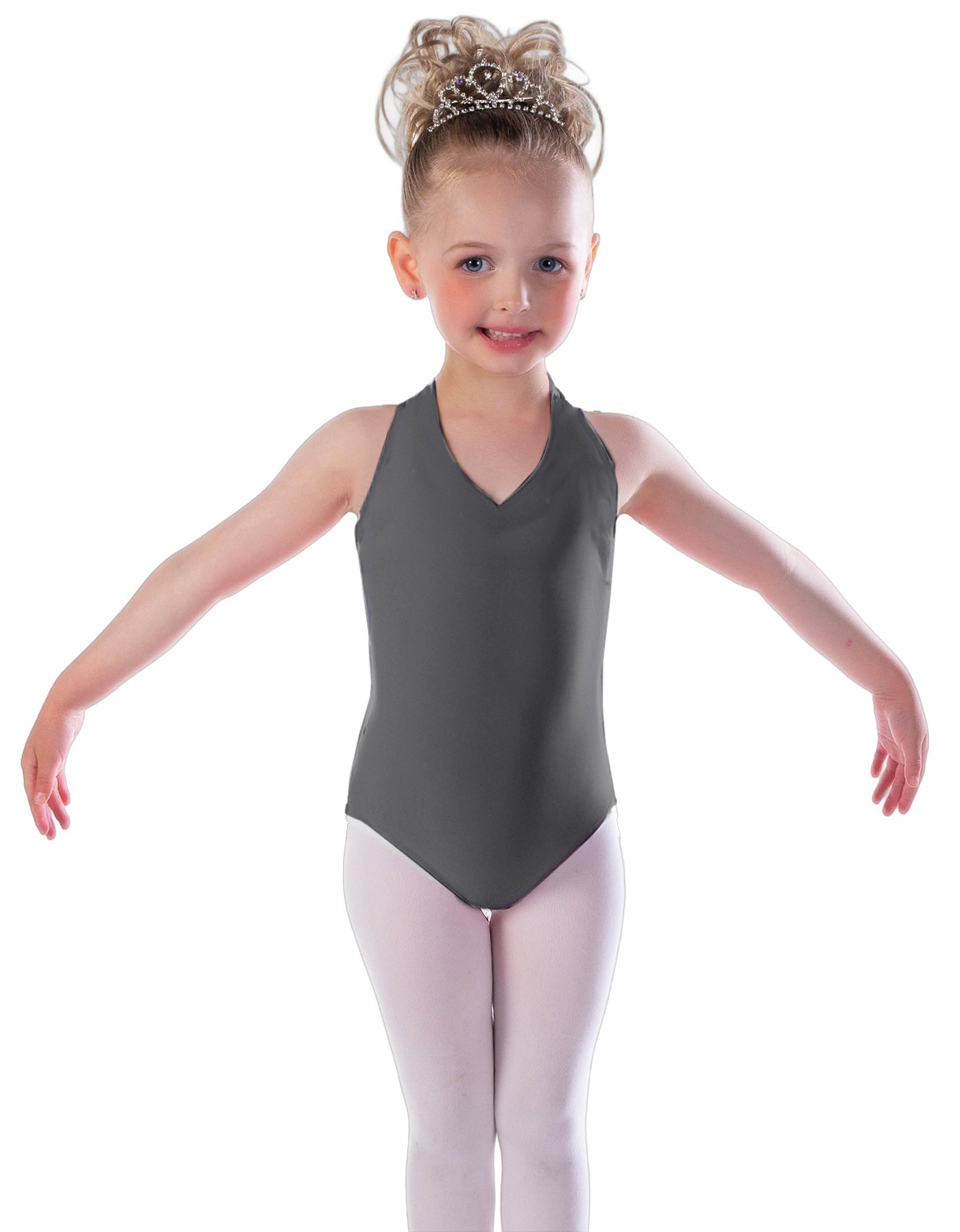 Solid Lycra Vneck Halter Leotard