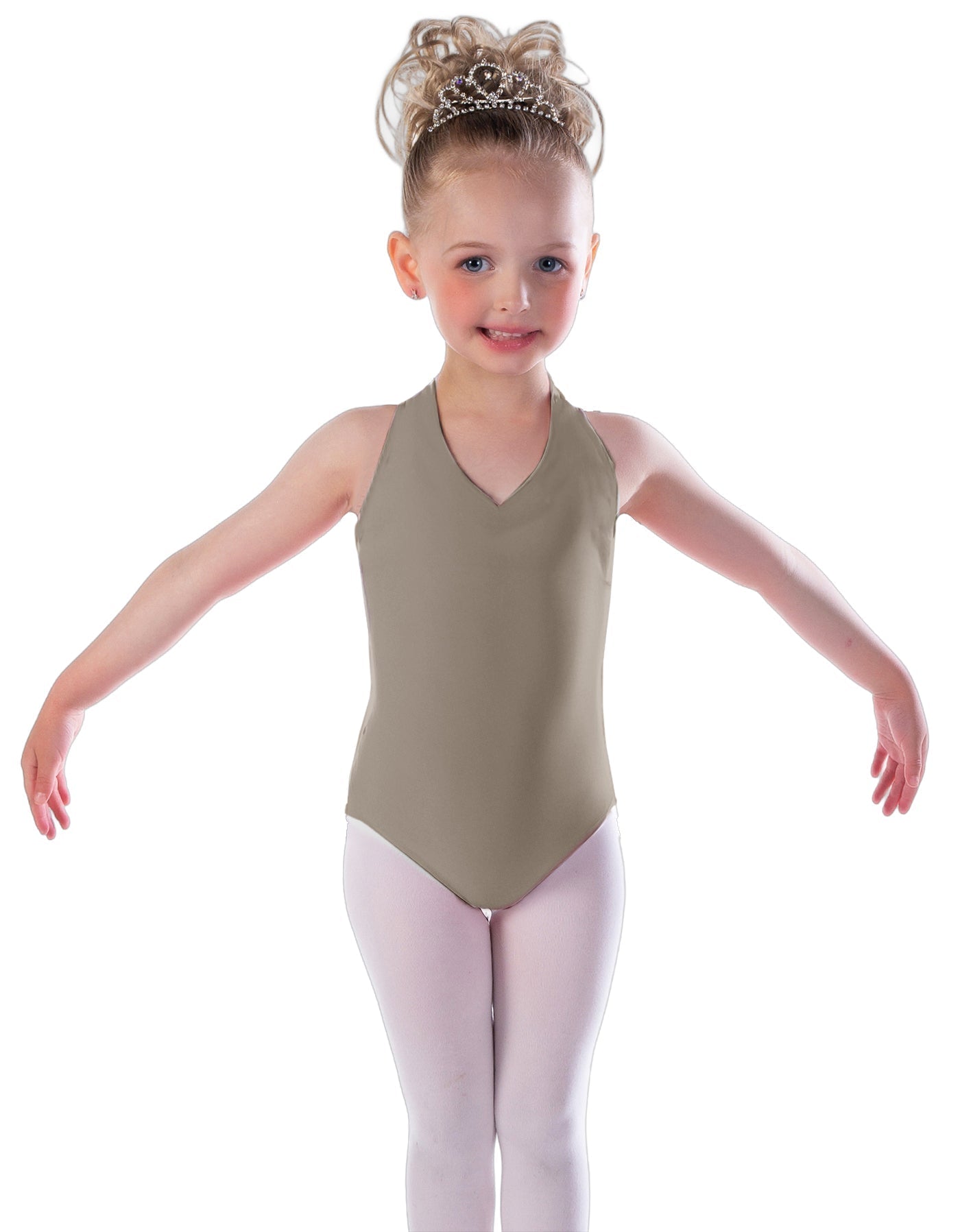 Solid Lycra Vneck Halter Leotard