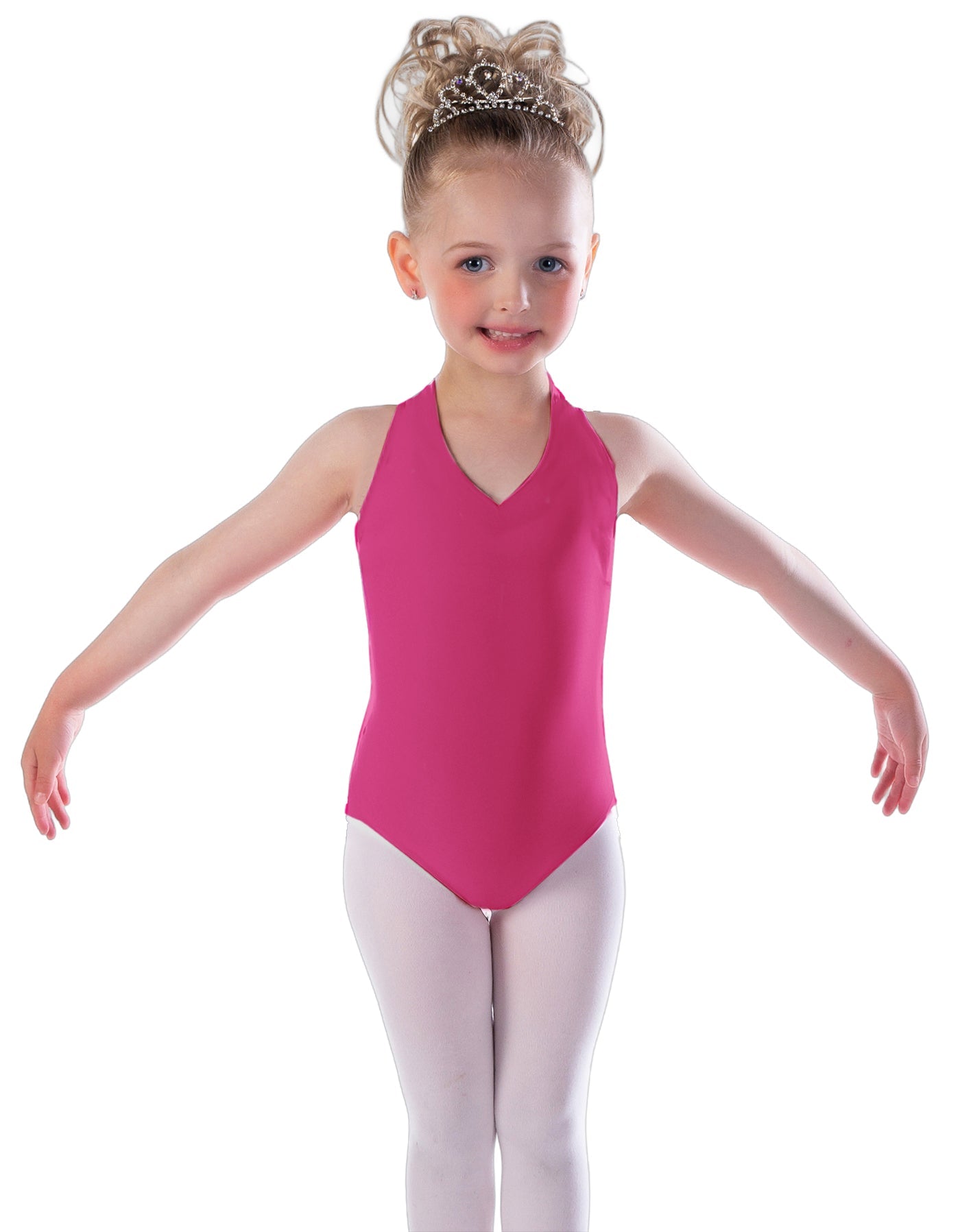 Solid Lycra Vneck Halter Leotard