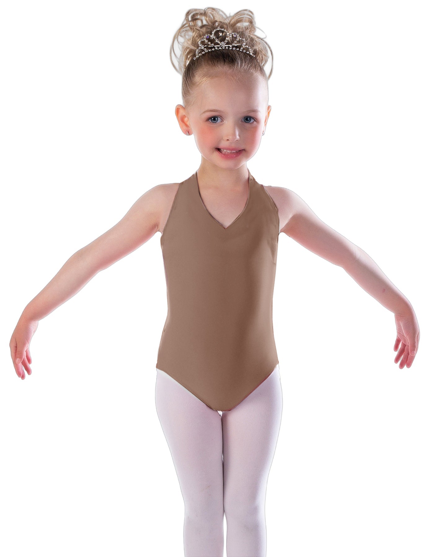 Solid Lycra Vneck Halter Leotard