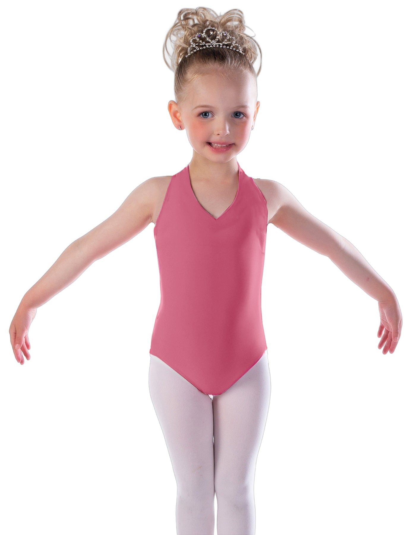 Solid Lycra Vneck Halter Leotard