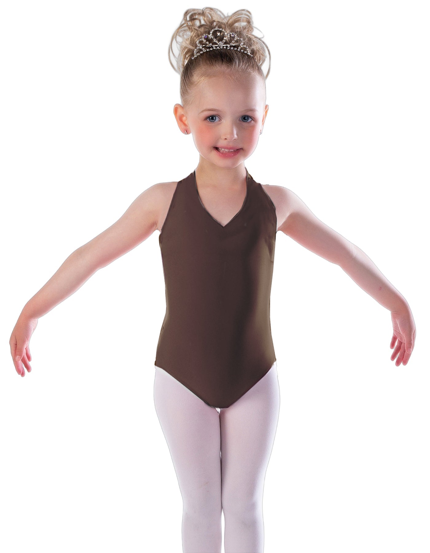 Solid Lycra Vneck Halter Leotard