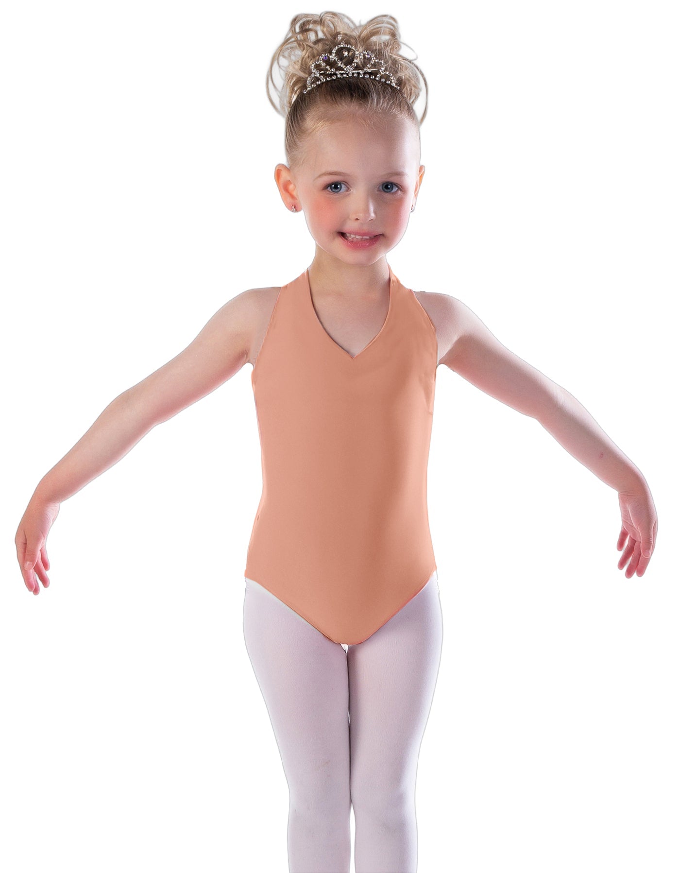 Solid Lycra Vneck Halter Leotard