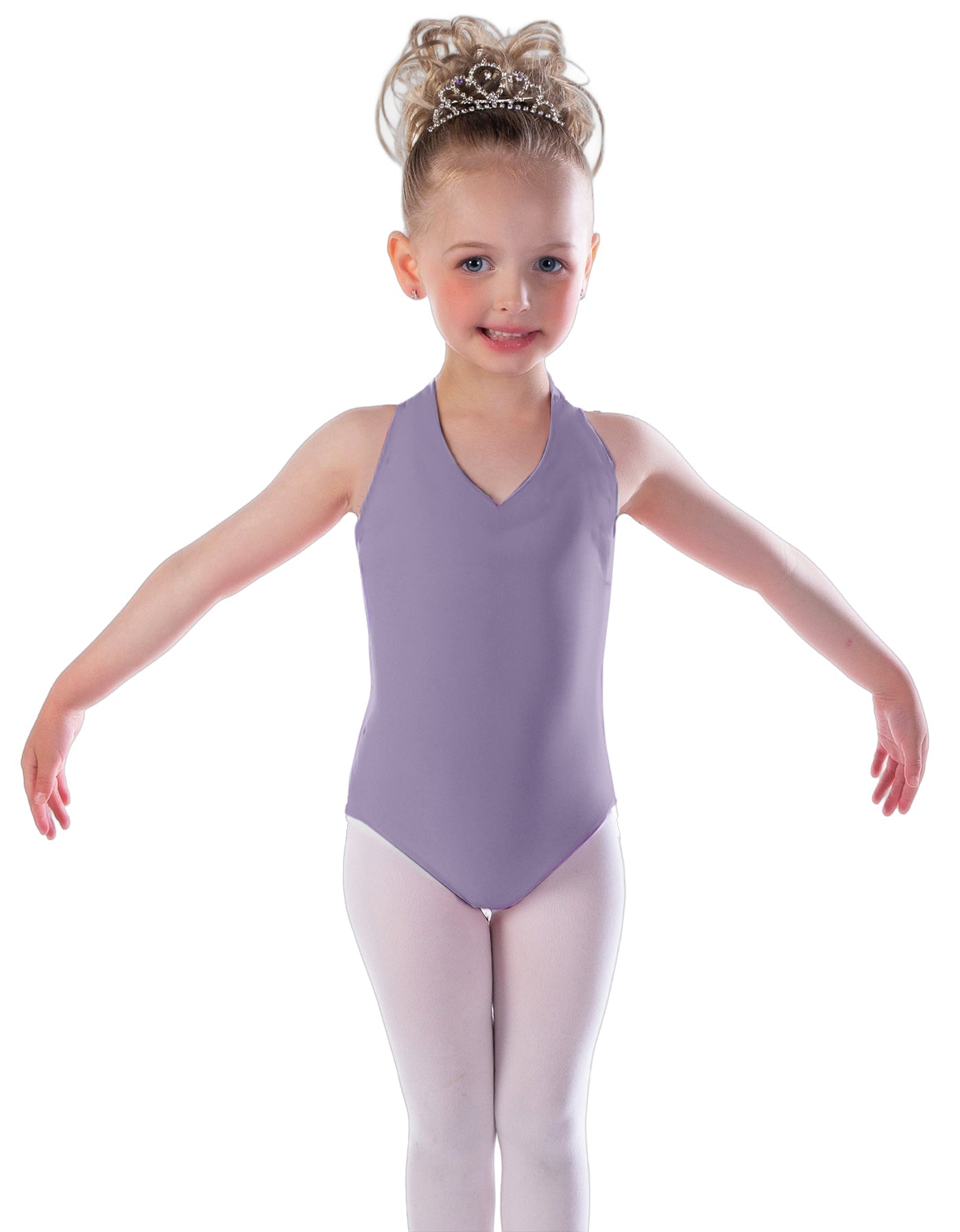 Solid Lycra Vneck Halter Leotard