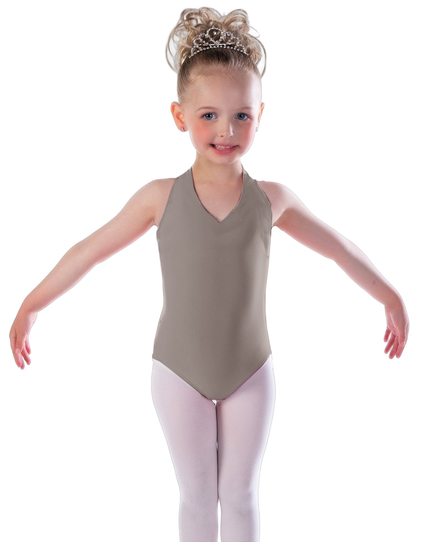 Solid Lycra Vneck Halter Leotard