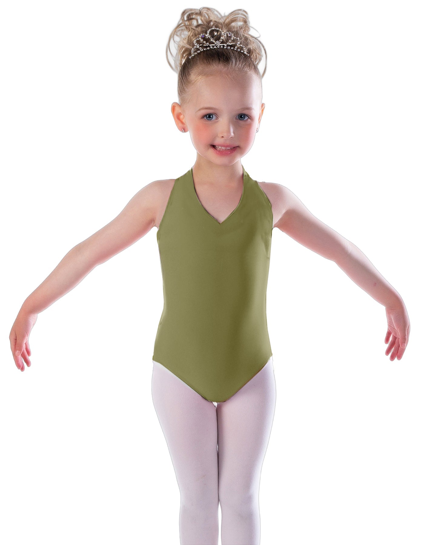 Solid Lycra Vneck Halter Leotard