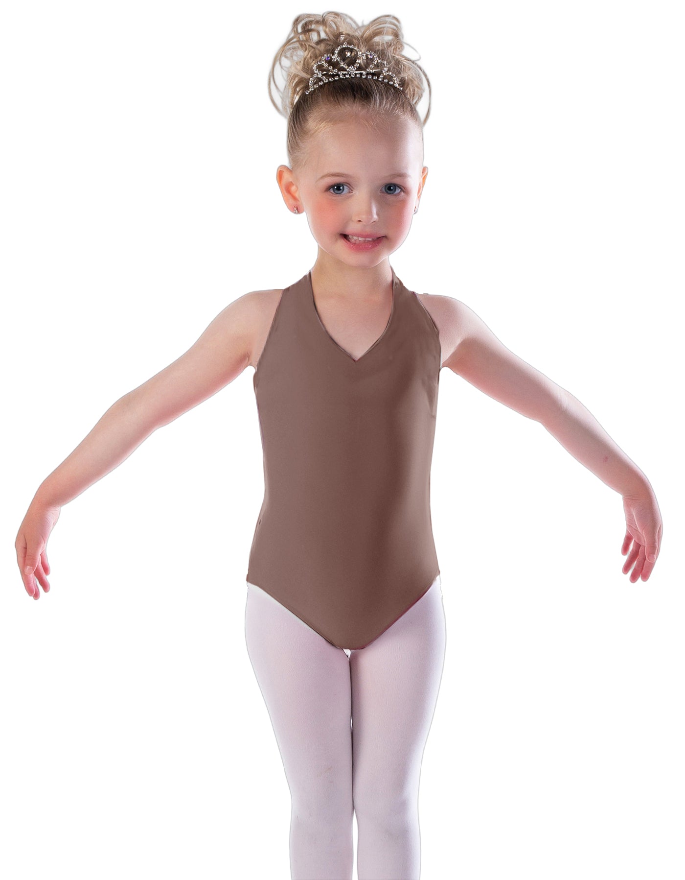 Solid Lycra Vneck Halter Leotard