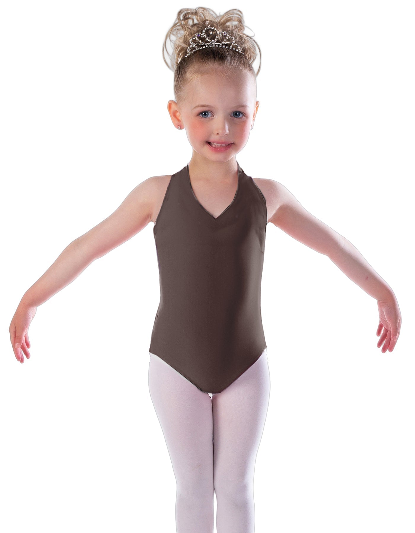 Solid Lycra Vneck Halter Leotard