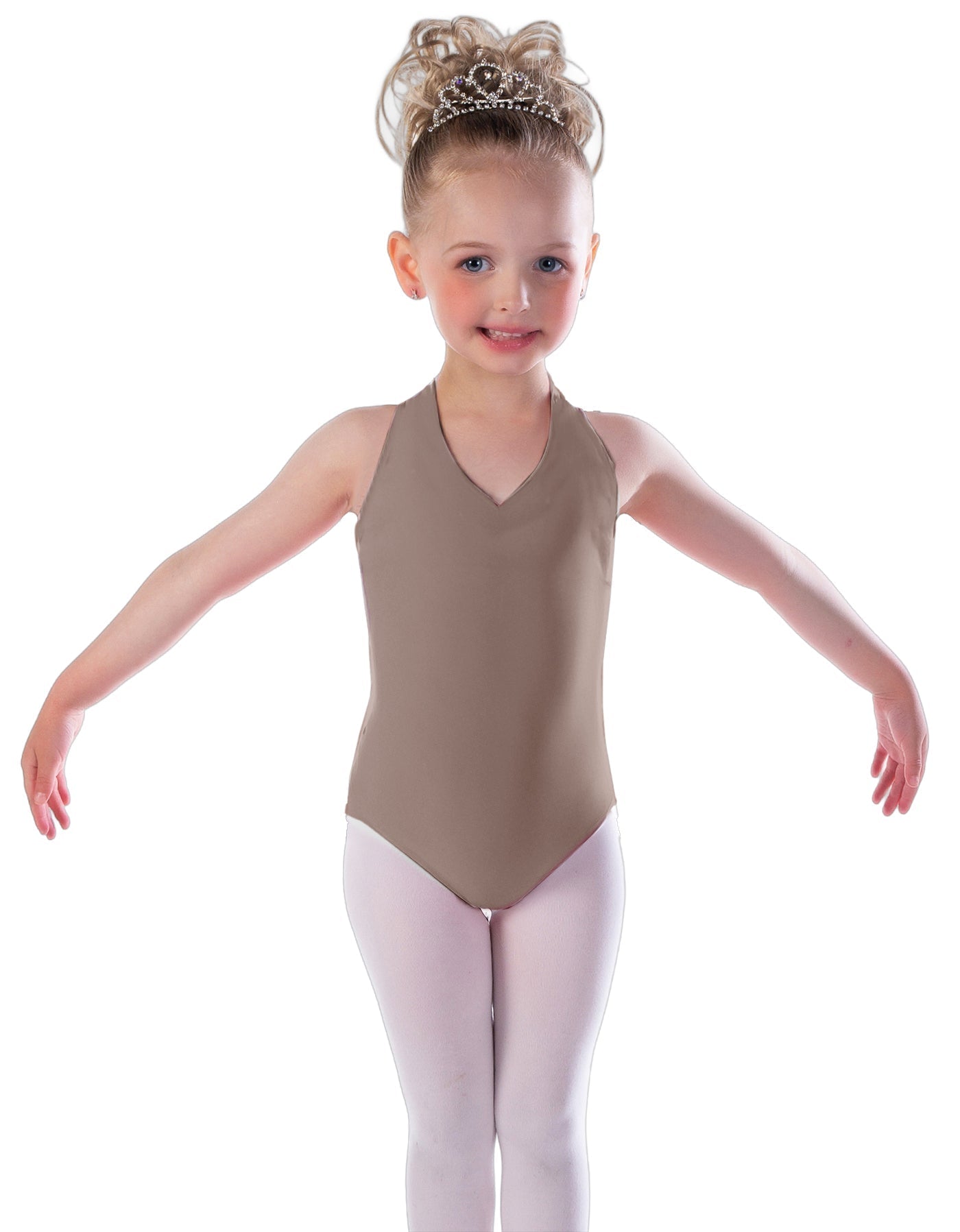 Solid Lycra Vneck Halter Leotard
