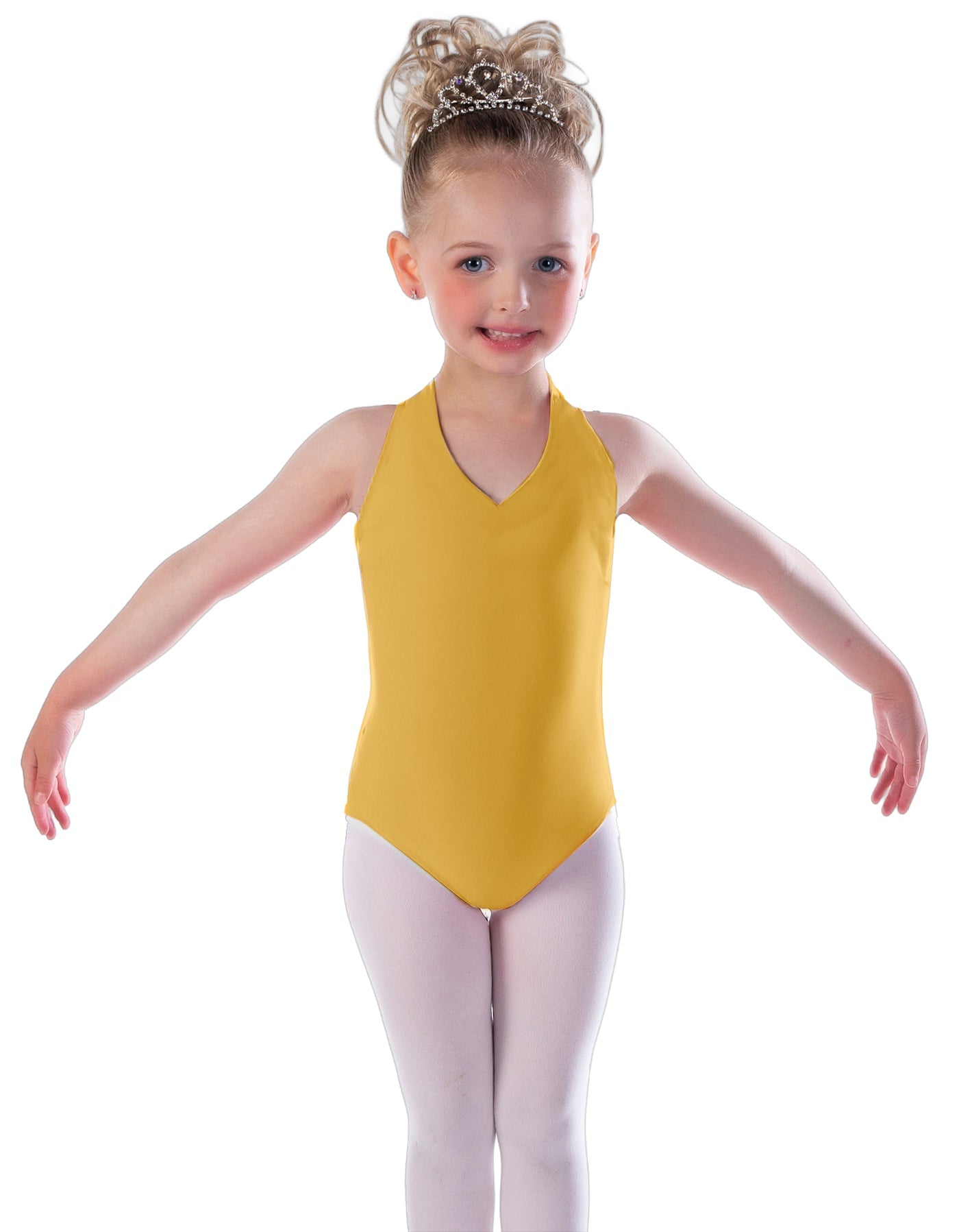 Solid Lycra Vneck Halter Leotard