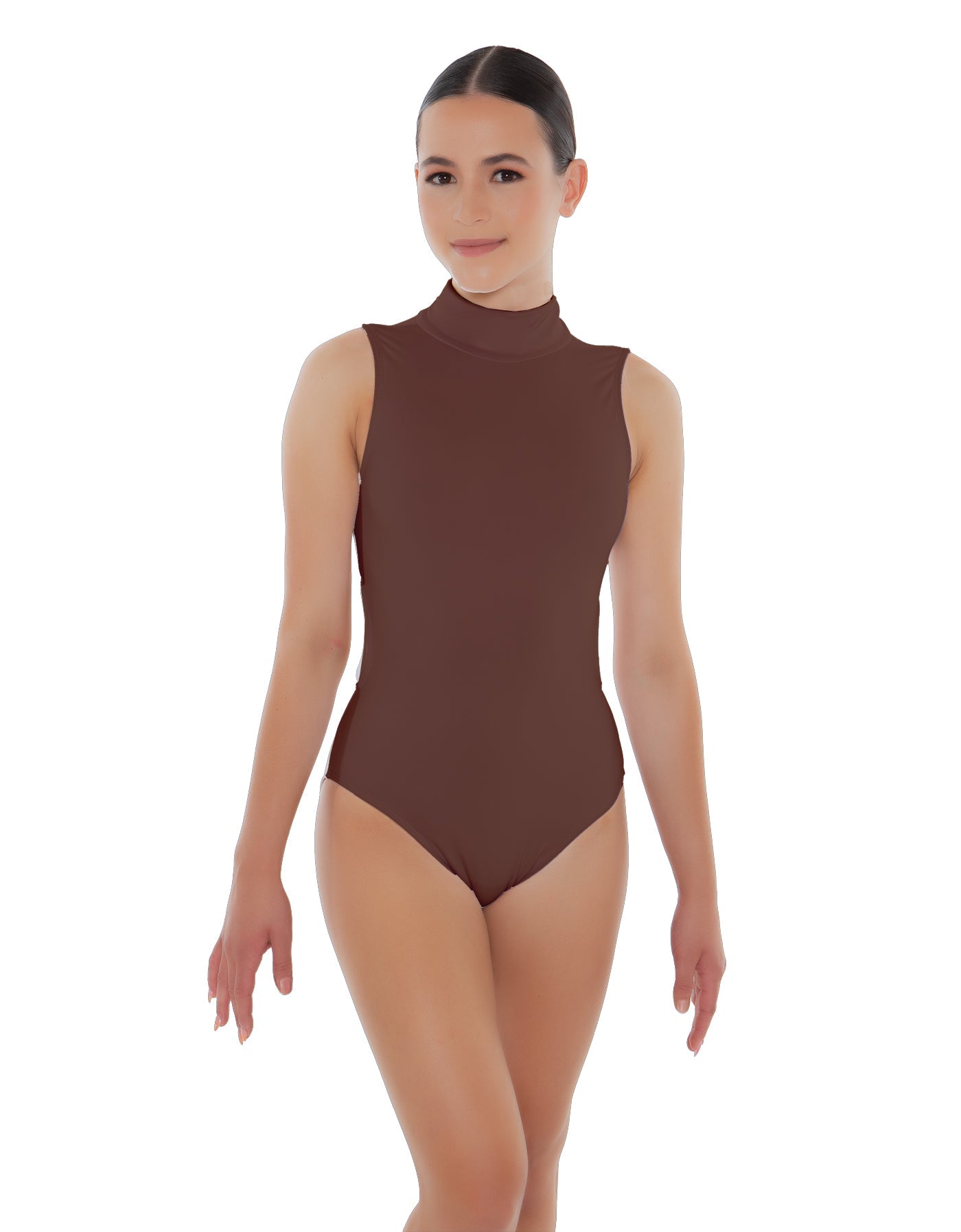 Solid Lycra Tneck Sleeveless Open Back Leotard