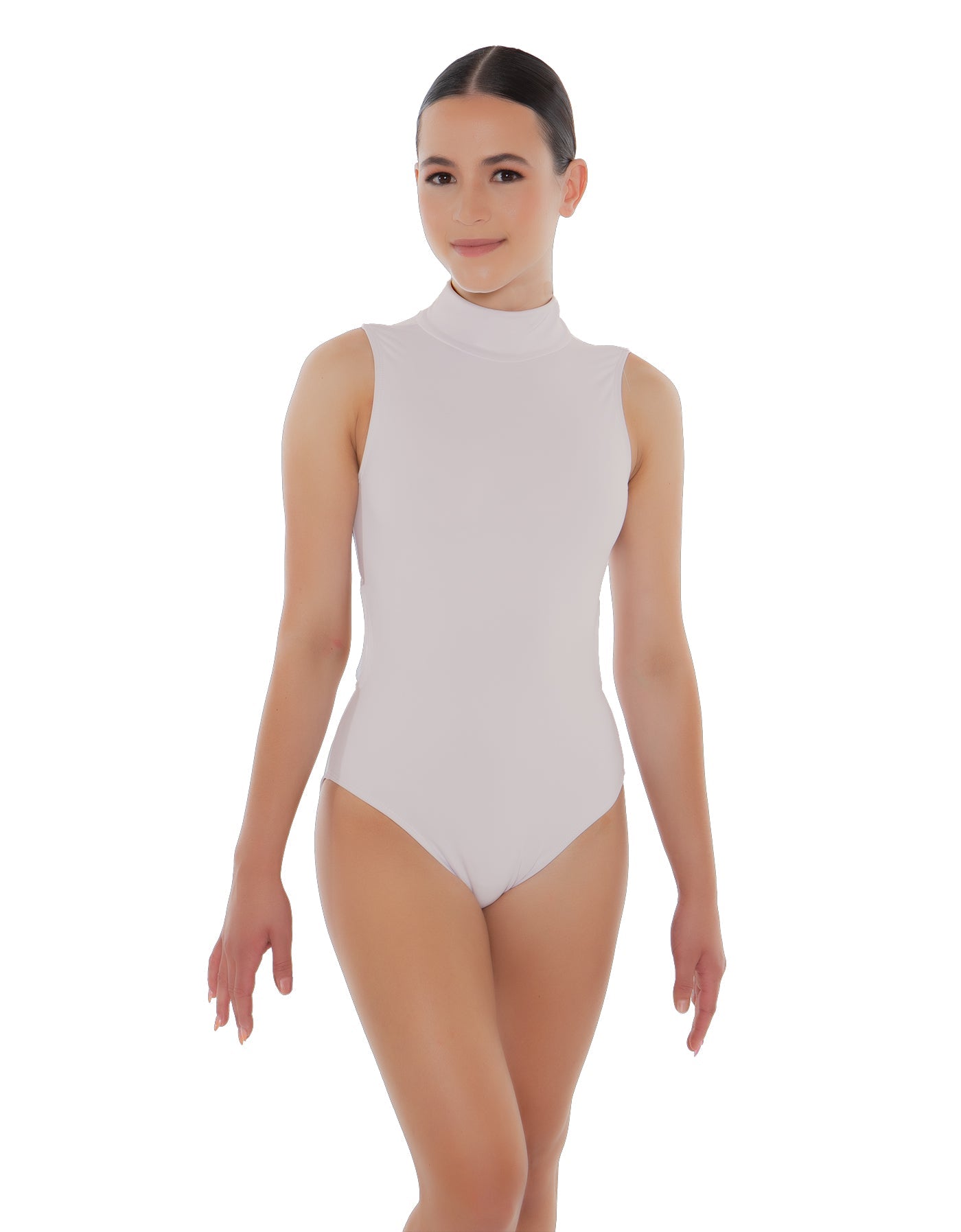 Solid Lycra Tneck Sleeveless Keyhole Back Leotard
