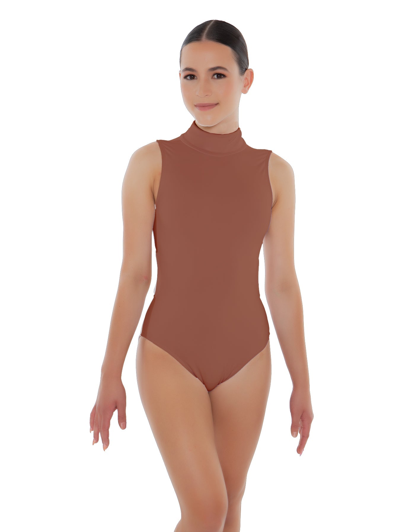 Solid Lycra Tneck Sleeveless Keyhole Back Leotard