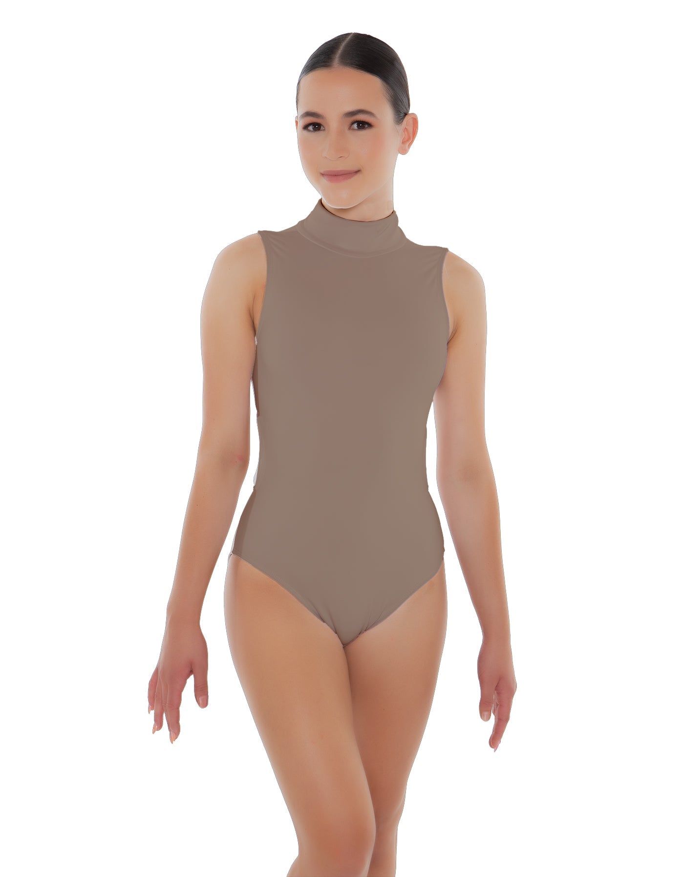 Solid Lycra Tneck Sleeveless Keyhole Back Leotard