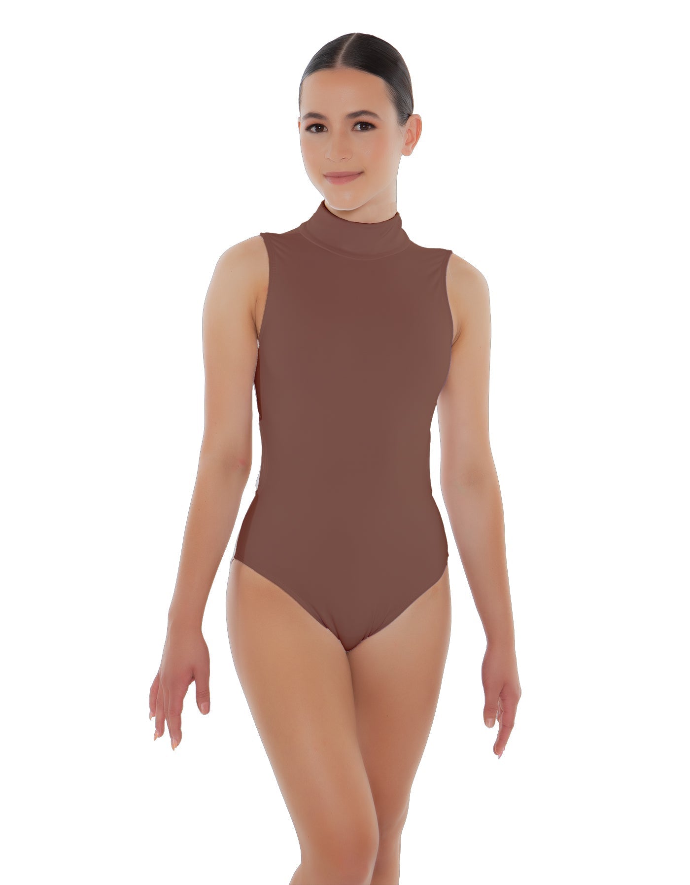 Solid Lycra Tneck Sleeveless Keyhole Back Leotard