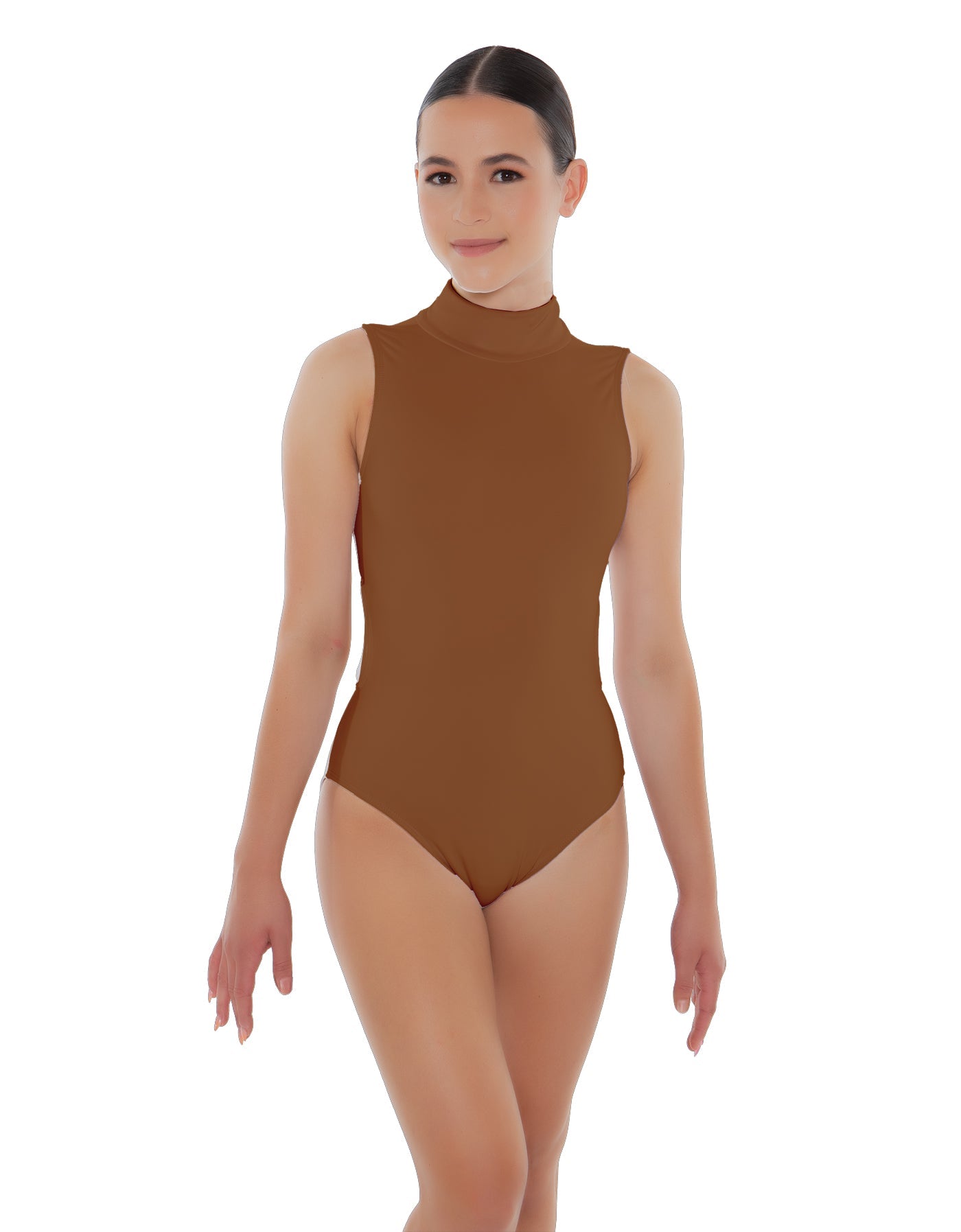 Solid Lycra Tneck Sleeveless Keyhole Back Leotard