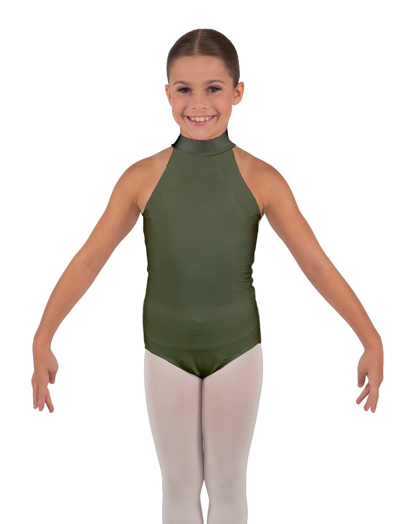 Solid Lycra Halter Collar Leotard