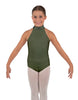 Solid Lycra Halter Collar Leotard