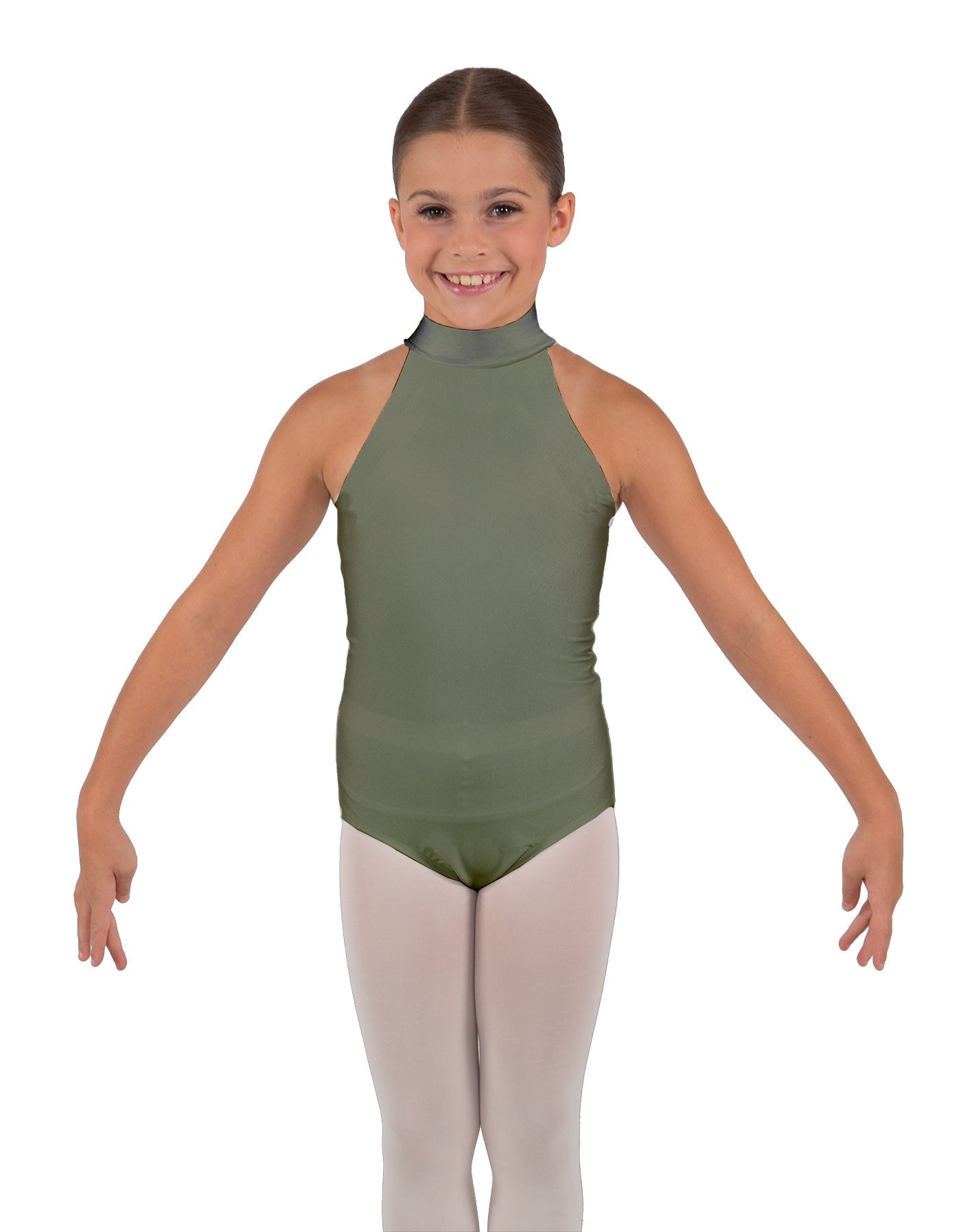 Solid Lycra Halter Collar Leotard