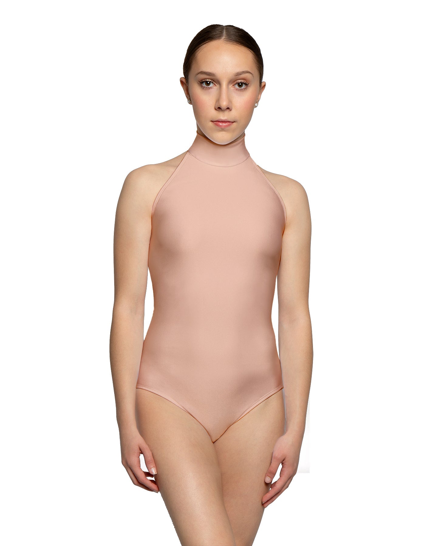 Solid Lycra Halter Leotard Low Back